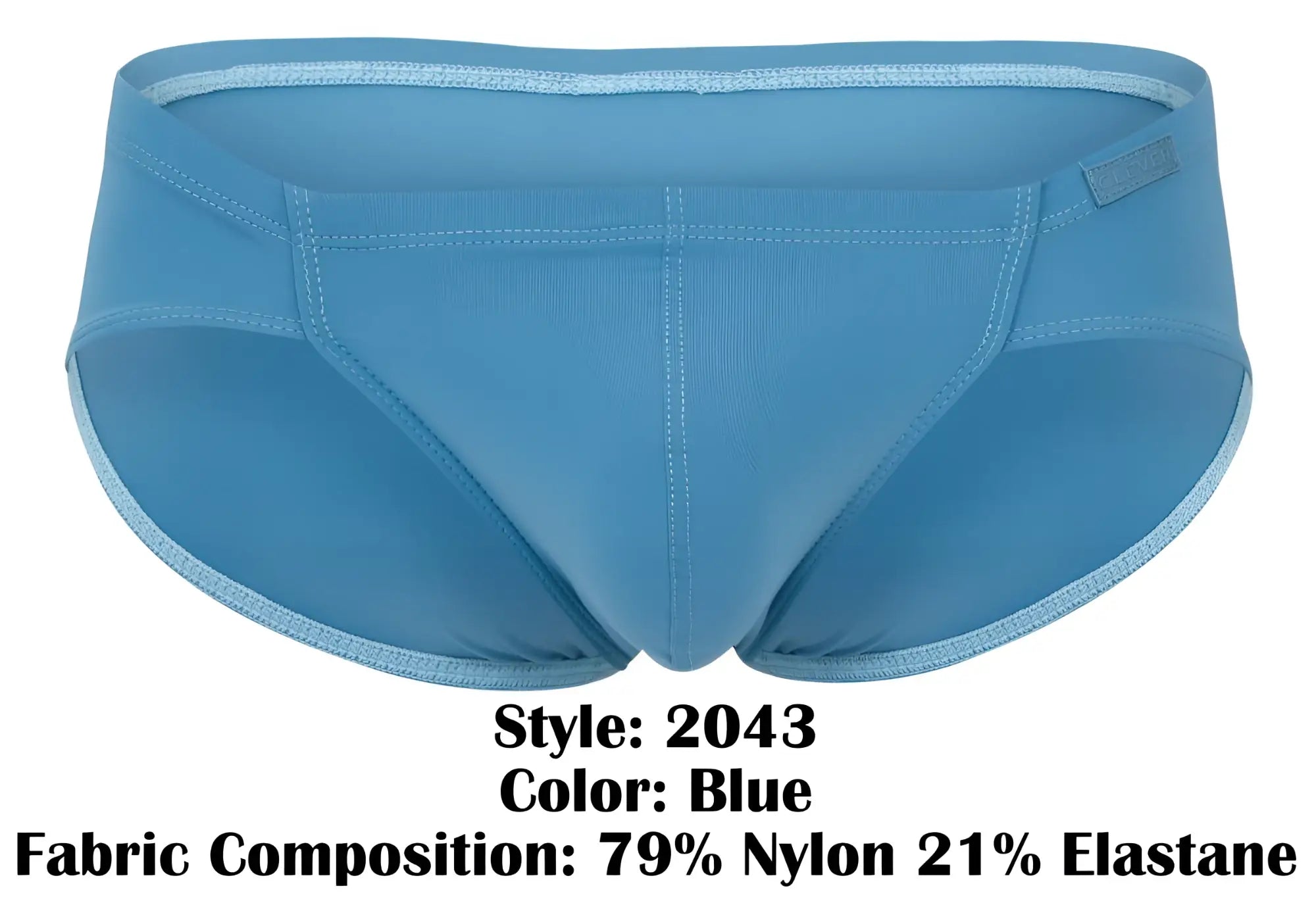 Clever 2043 Mendoza briefs in blue with subtle ribbed texture made of 79 nylon and 21 elastane with light blue trim