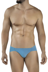 A sleek light blue clever 2043 mendoza brief with smooth fabric finish and subtle brand logo on the left hip