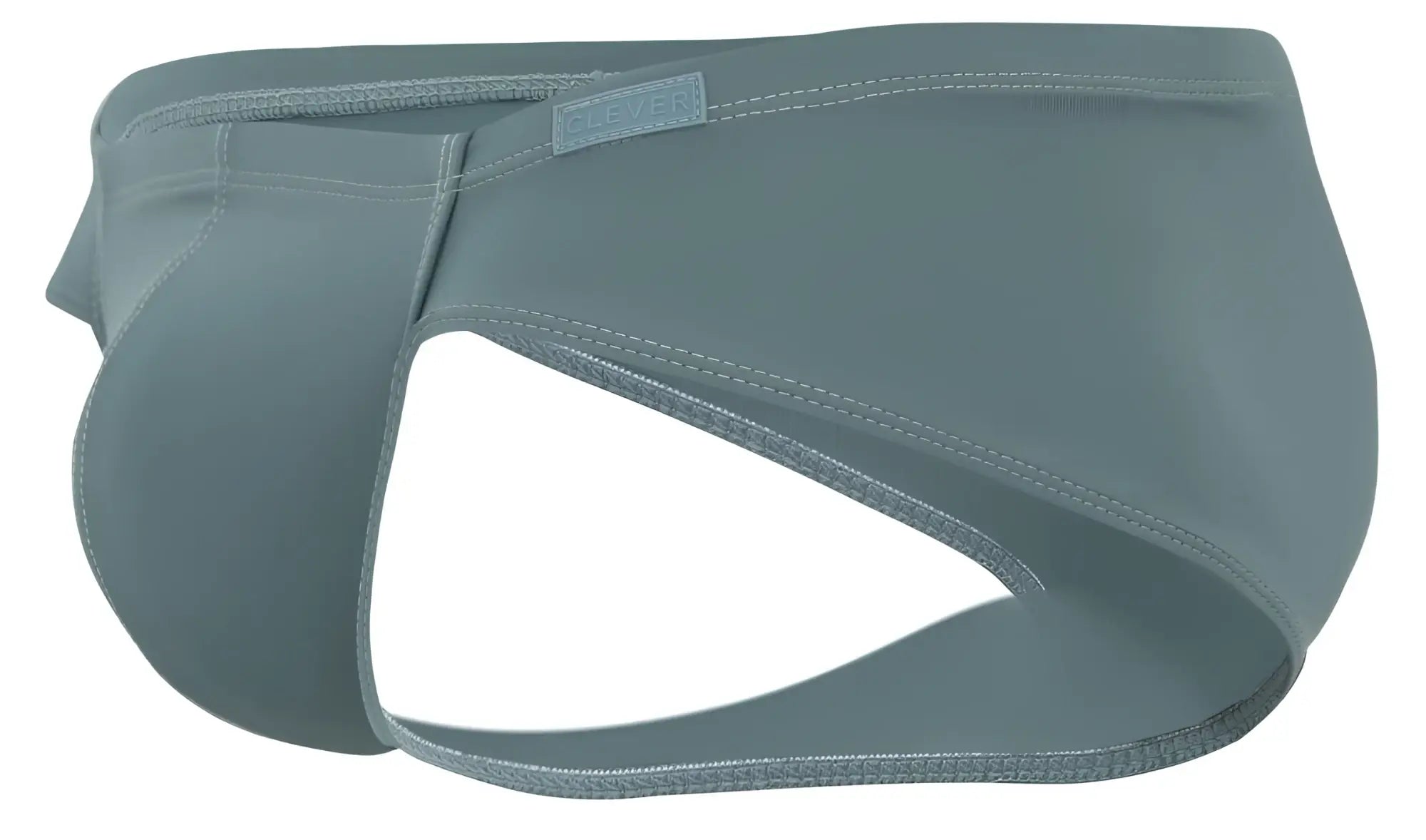 Gray sleek form-fitting clever 2043 mendoza briefs with subtle brand tag on waistband in green color