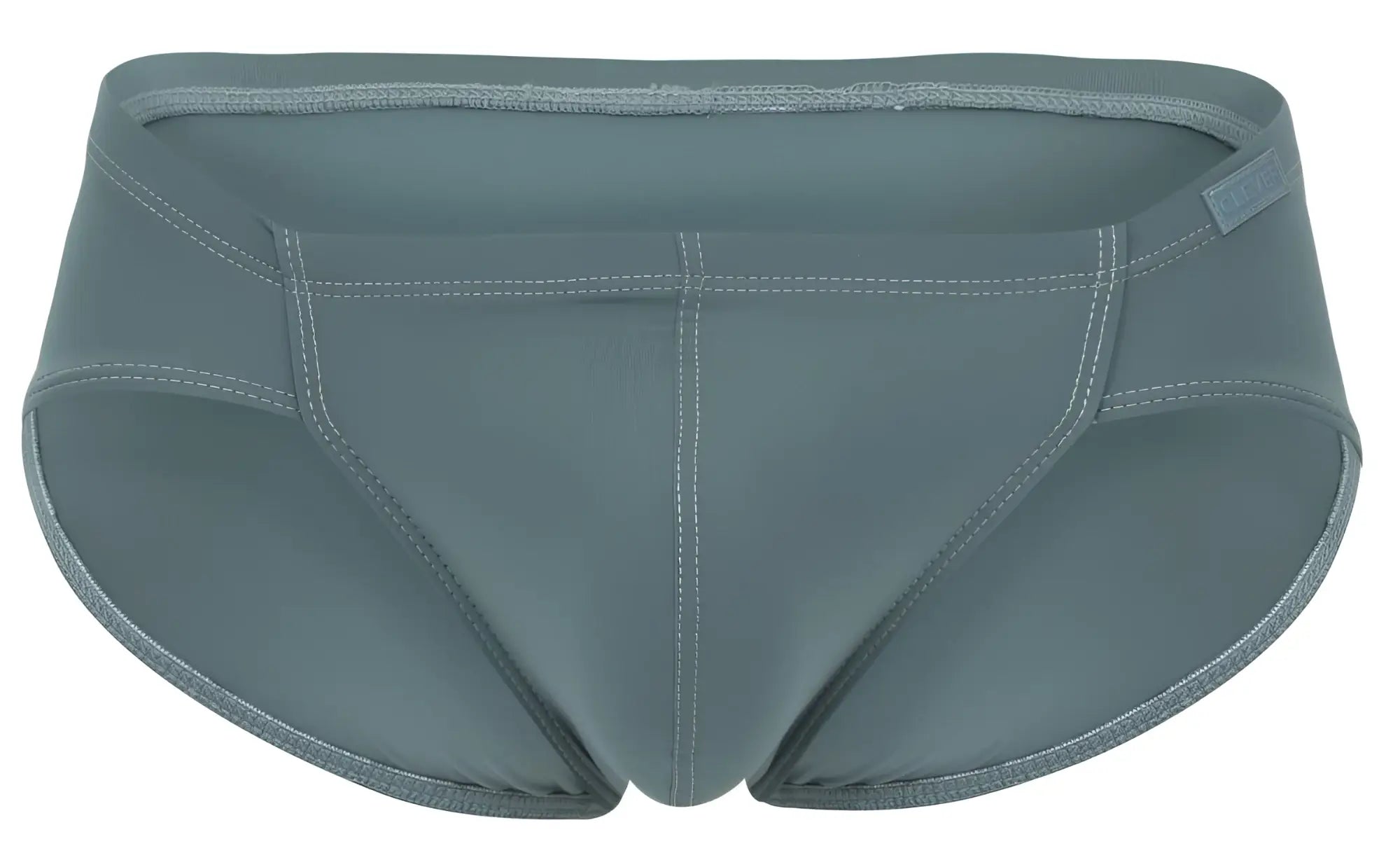 Clever 2043 Mendoza briefs in green with sleek slate gray smooth stretchy fabric and subtle seam stitching