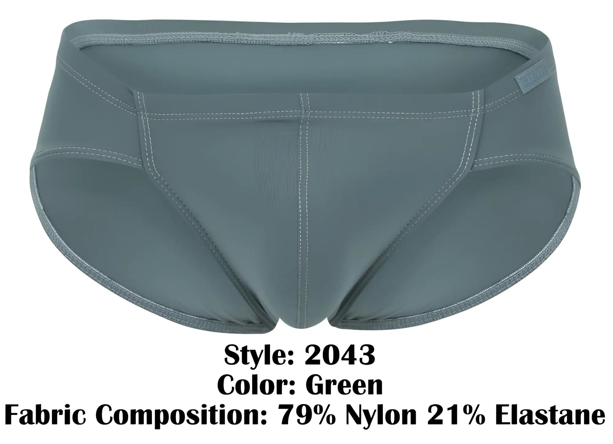 A sleek green clever 2043 mendoza brief made of smooth nylon and elastane blend for comfortable wear