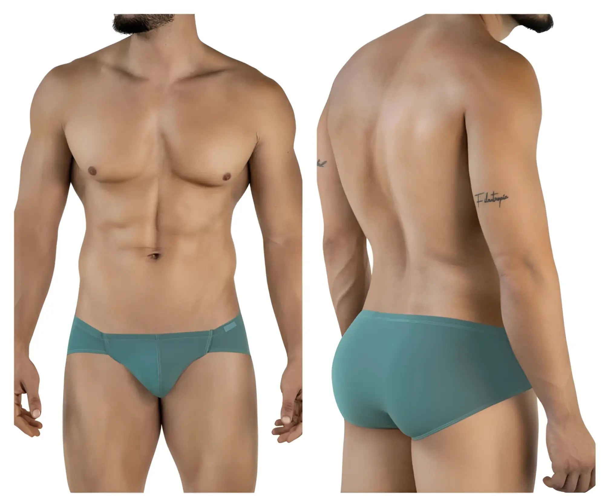 Teal-colored clever 2043 Mendoza briefs for men with smooth form-fitting fabric and subtle waistband branding