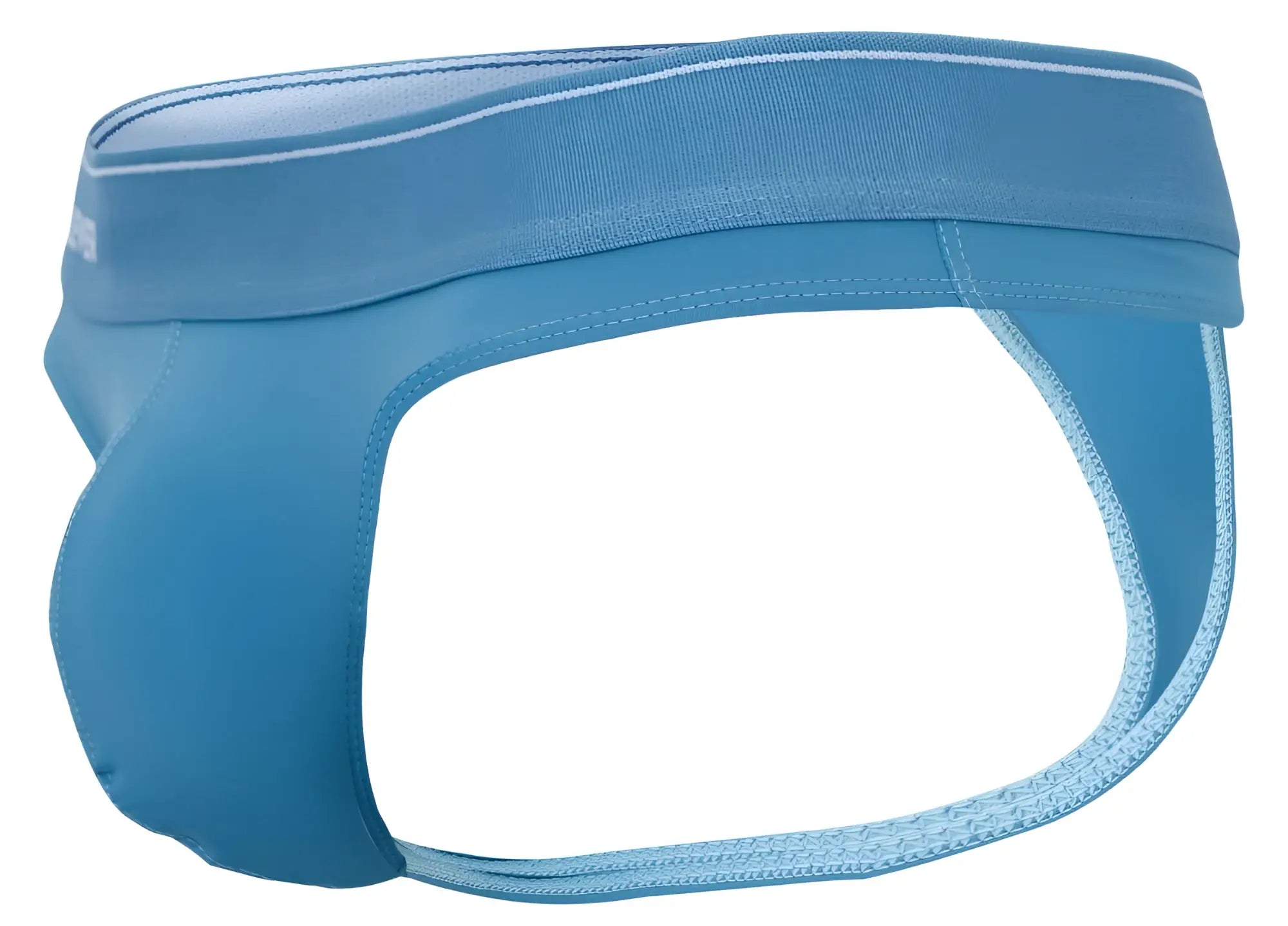 Blue clever 2044 Mendoza thongs with supportive contoured design and light blue trim on the waistband