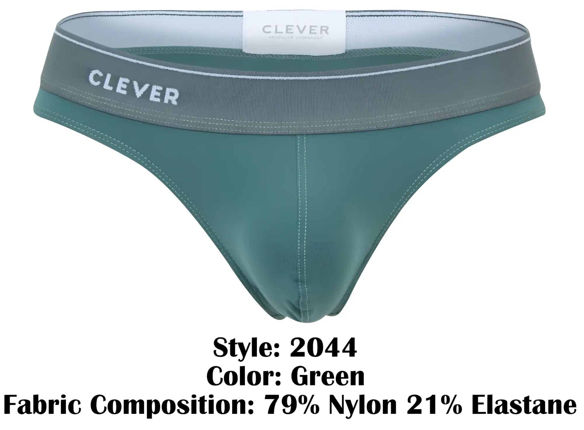 Green clever 2044 mendoza thong made of 79% nylon and 21% elastane for comfortable everyday wear