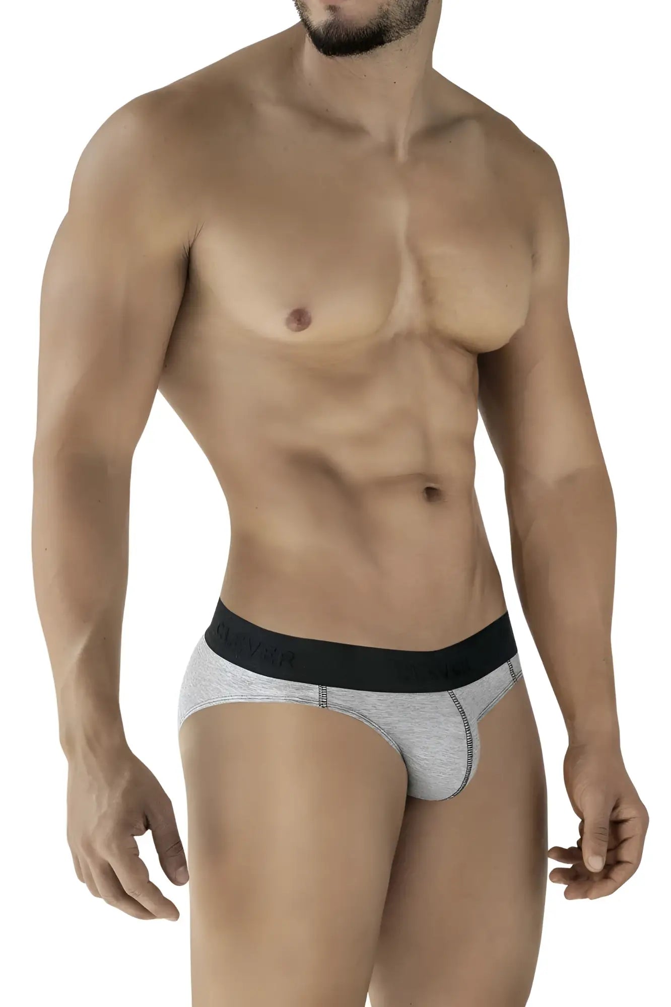 Clever 2045 catamarca briefs in dark gray heathered fabric with a black elastic waistband for comfortable wear