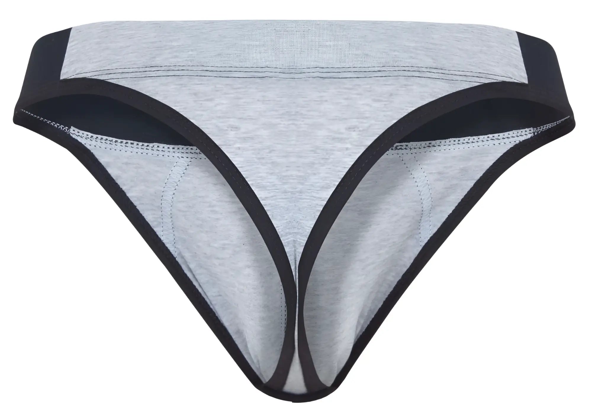 Gray and black clever 2046 catamarca thongs with heathered fabric top and solid black trim athletic briefs design