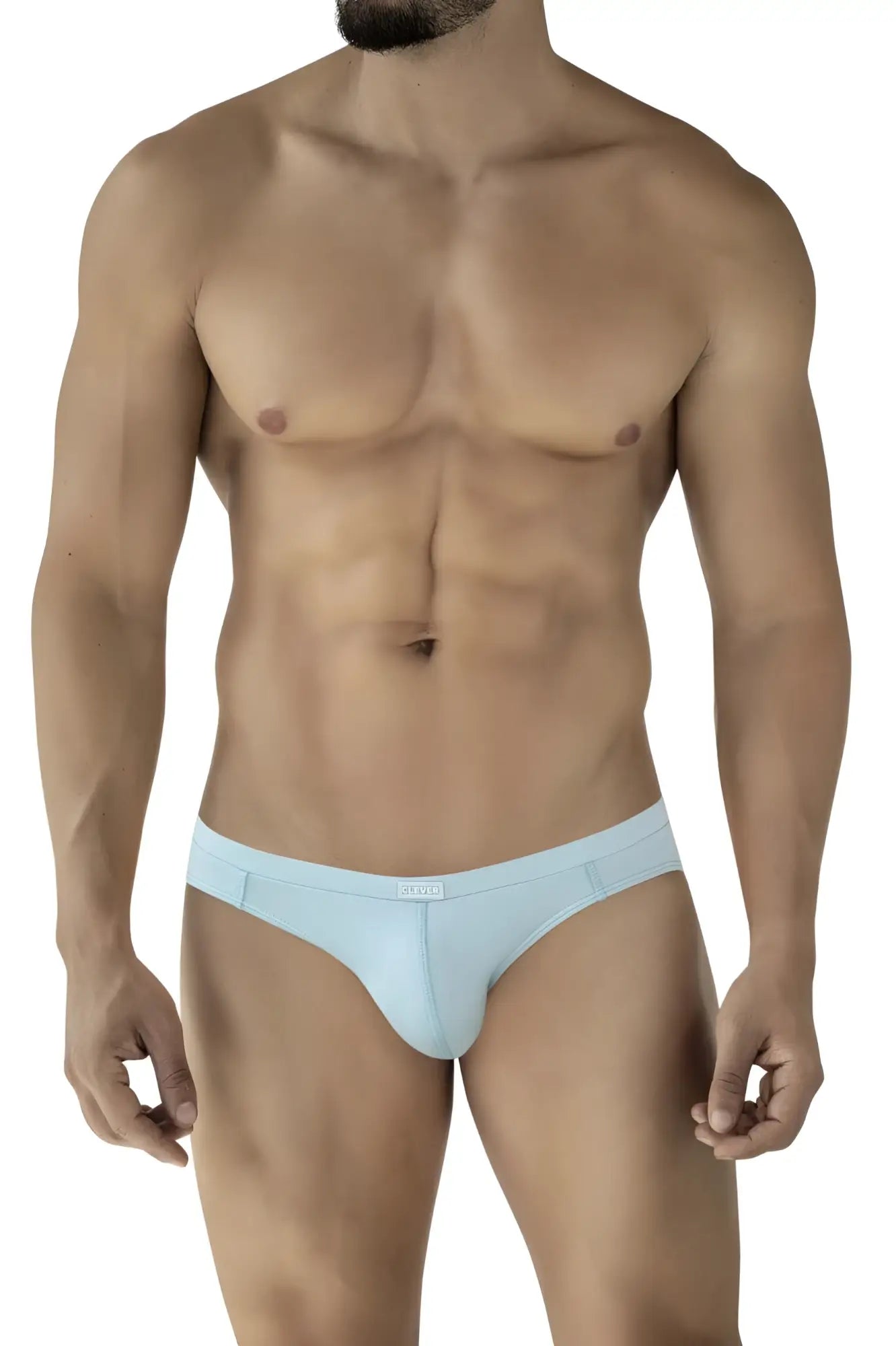 Light blue clever 2048 cordoba briefs with smooth texture and subtle brand logo on the waistband