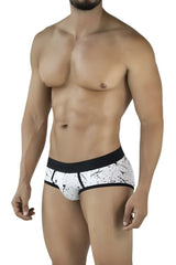 White briefs with black splatter pattern and solid black waistband Clever 2051 Brochazos Briefs color black
