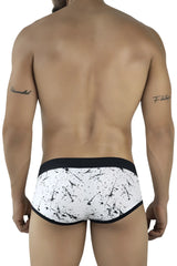 White briefs with black splatter pattern and contrasting black waistband from clever 2051 brochazos briefs color black
