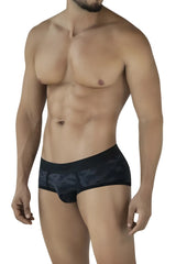 Black clever 2053 militar briefs made from mesh with a subtle patterned design shown from the front side