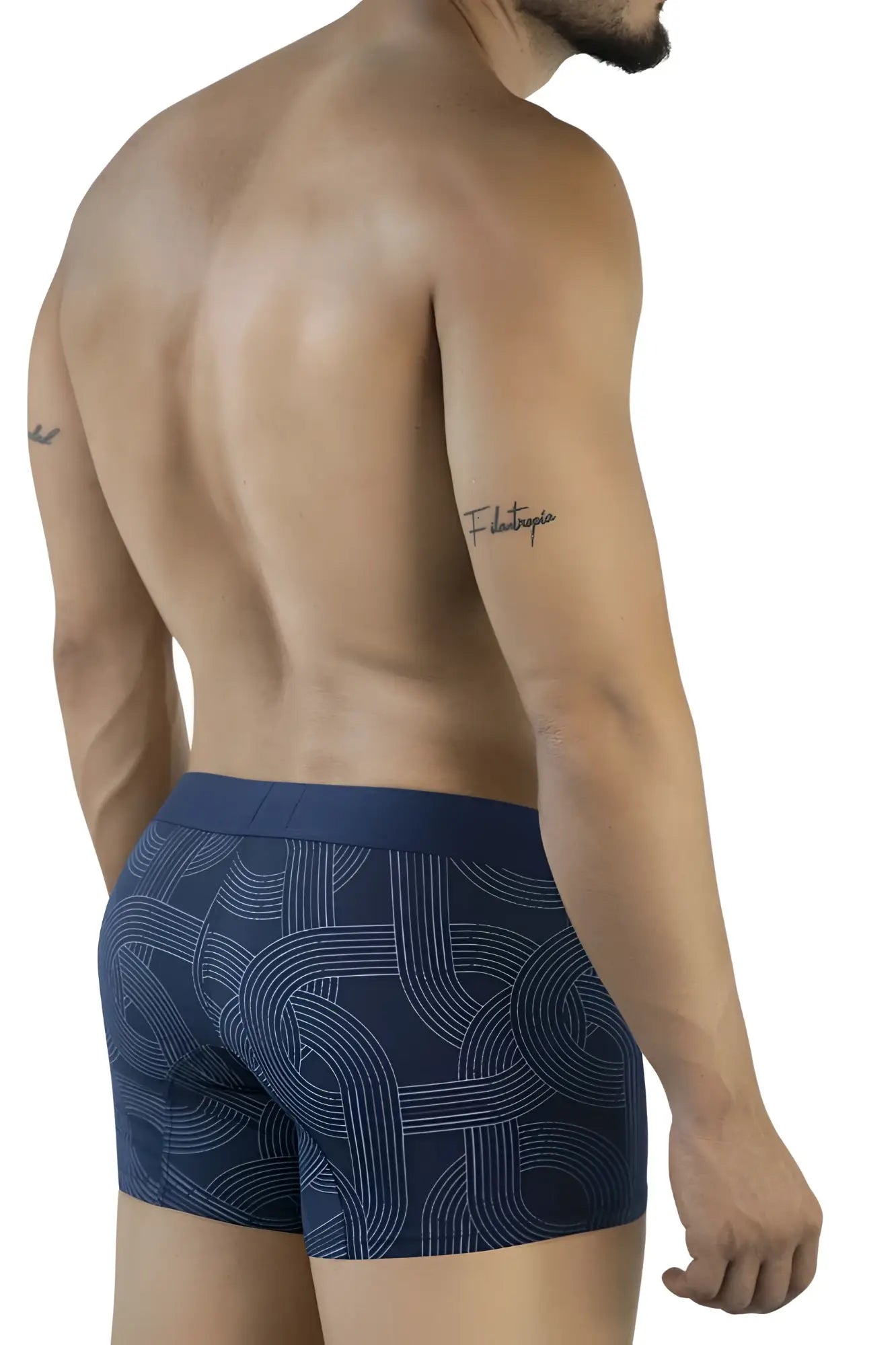 Navy trunks clever 2054 dark blue boxer briefs with white geometric pattern made from soft fabric for daily wear