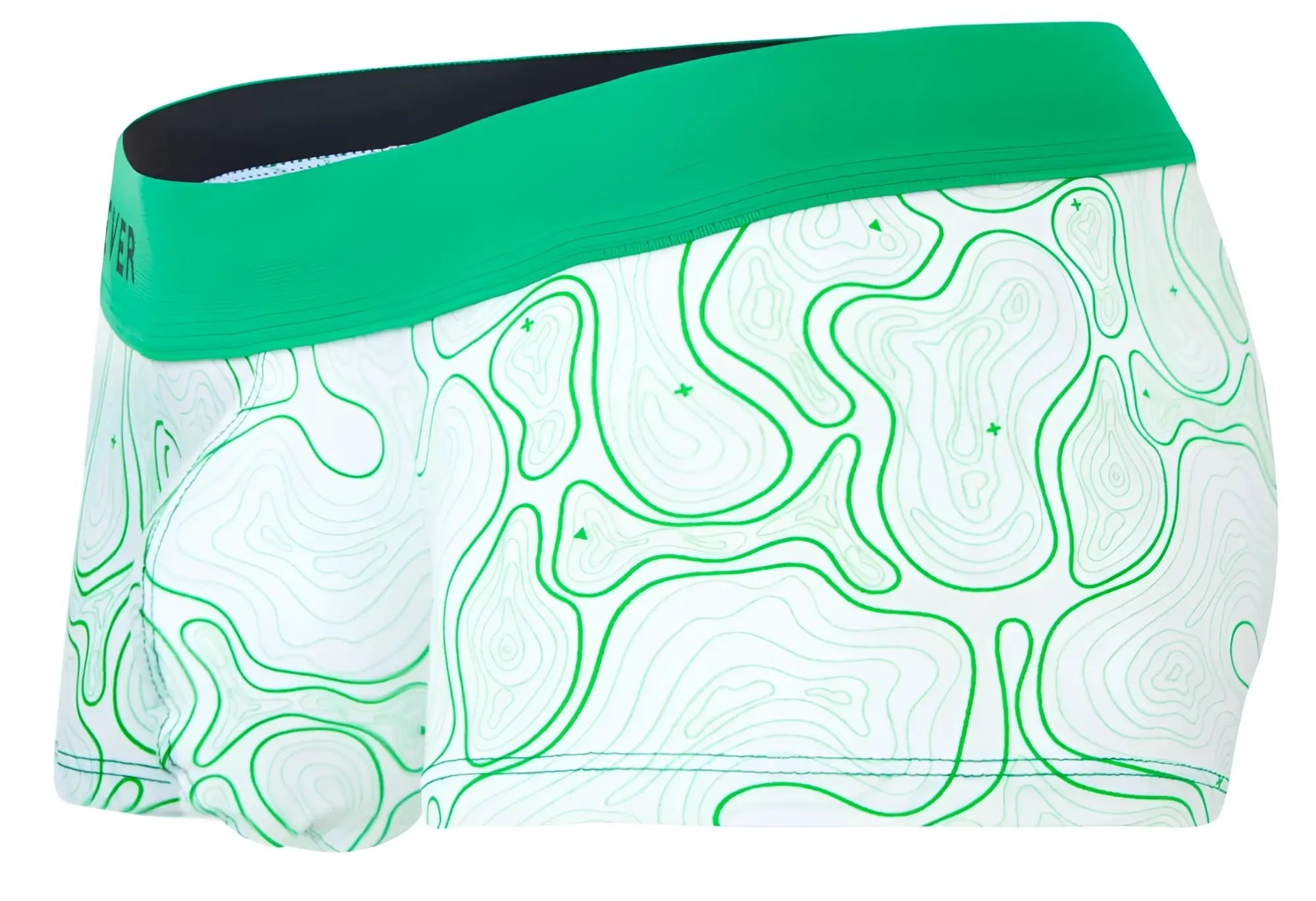 Clever 2056 maze trunks boxer briefs in green with white pattern and bold green waistband for comfortable wear
