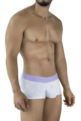 White boxer briefs clever 2056 maze trunks lilac with lavender elastic waistband and subtle gray abstract lines