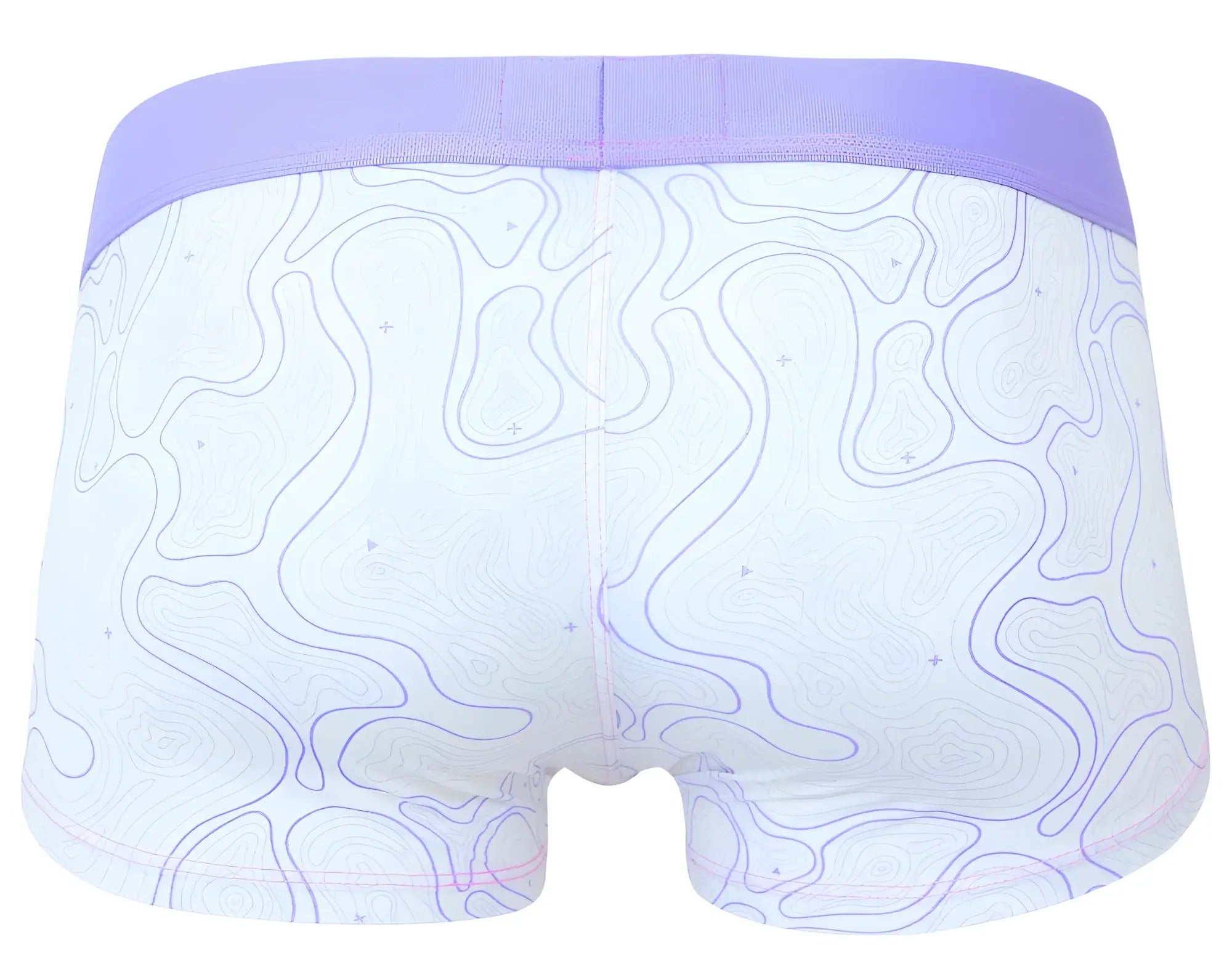 White boxer briefs clever 2056 maze trunks lilac with lavender waistband and subtle purple topographic line patterns