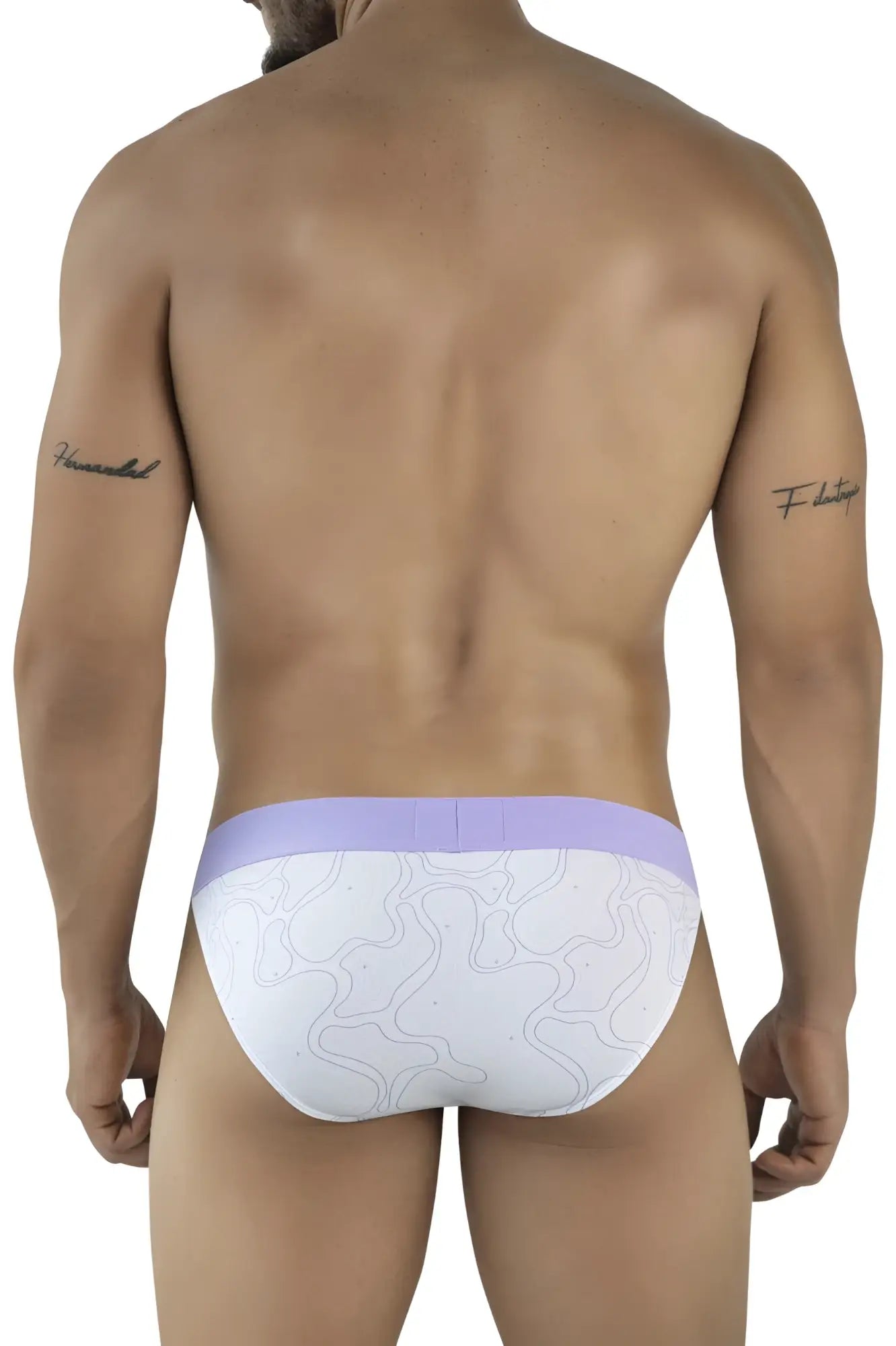 Clever 2057 maze bikini color lilac white briefs with lavender waistband and subtle gray abstract line pattern