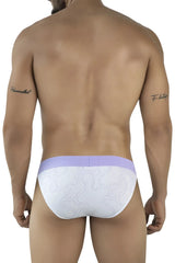 Clever 2057 maze bikini color lilac white briefs with lavender waistband and subtle gray abstract line pattern