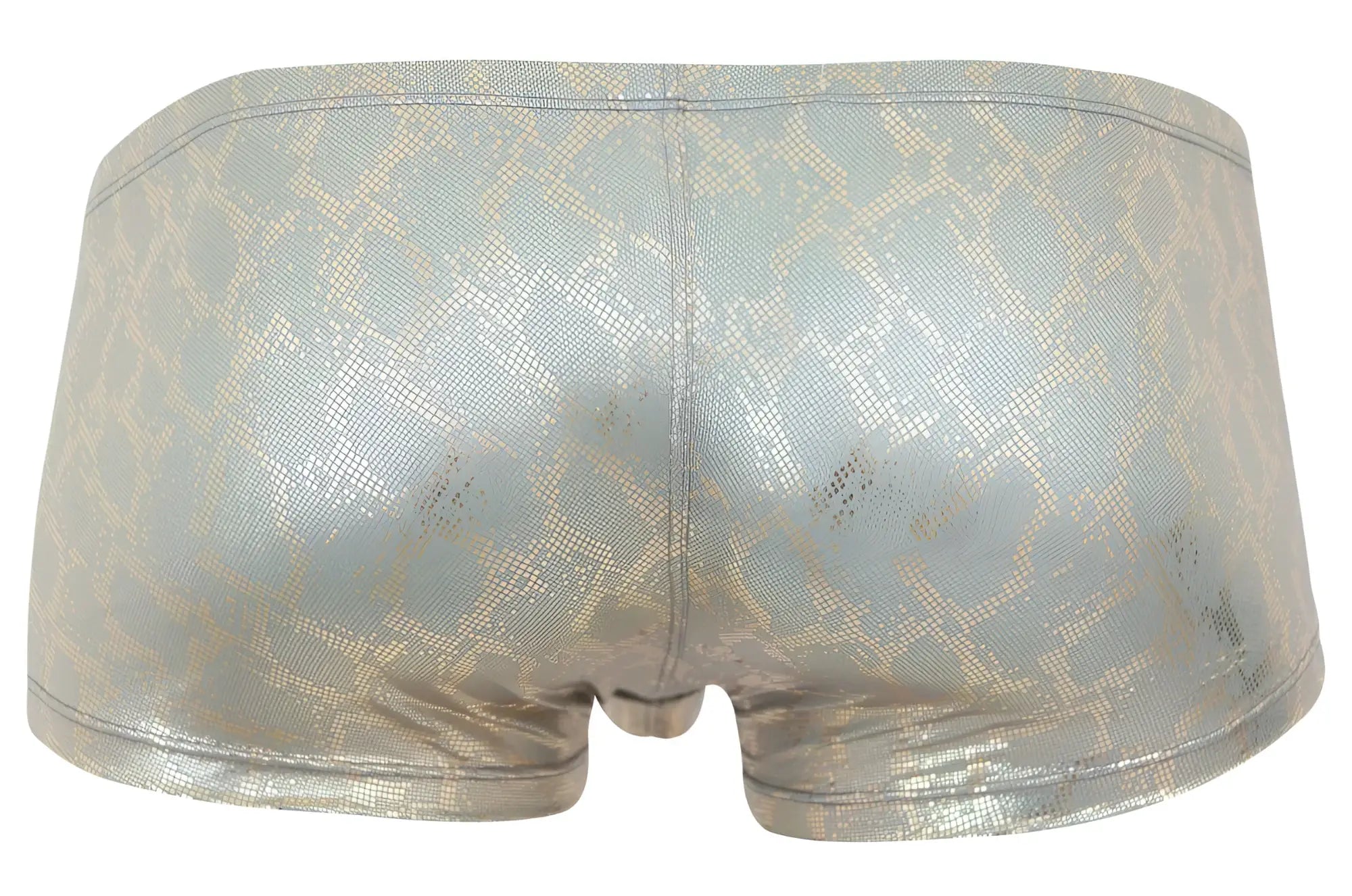 Shiny metallic silver briefs with a subtle gold snake scale pattern clever 2061 diamond trunks color gold
