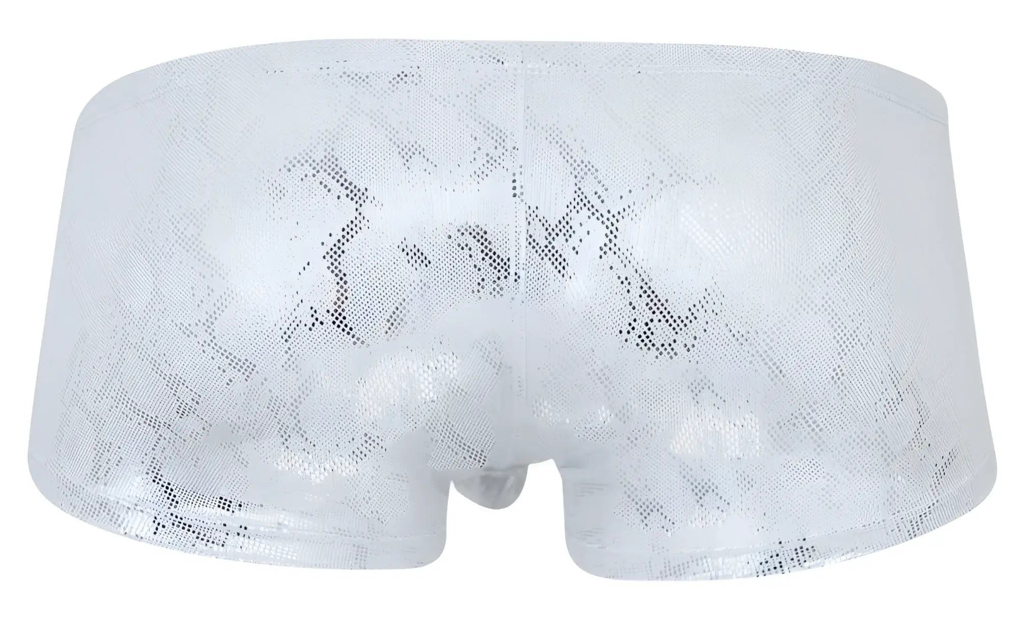 White lace-trimmed briefs with a subtle silver snake pattern from clever 2061 diamond trunks color silver collection