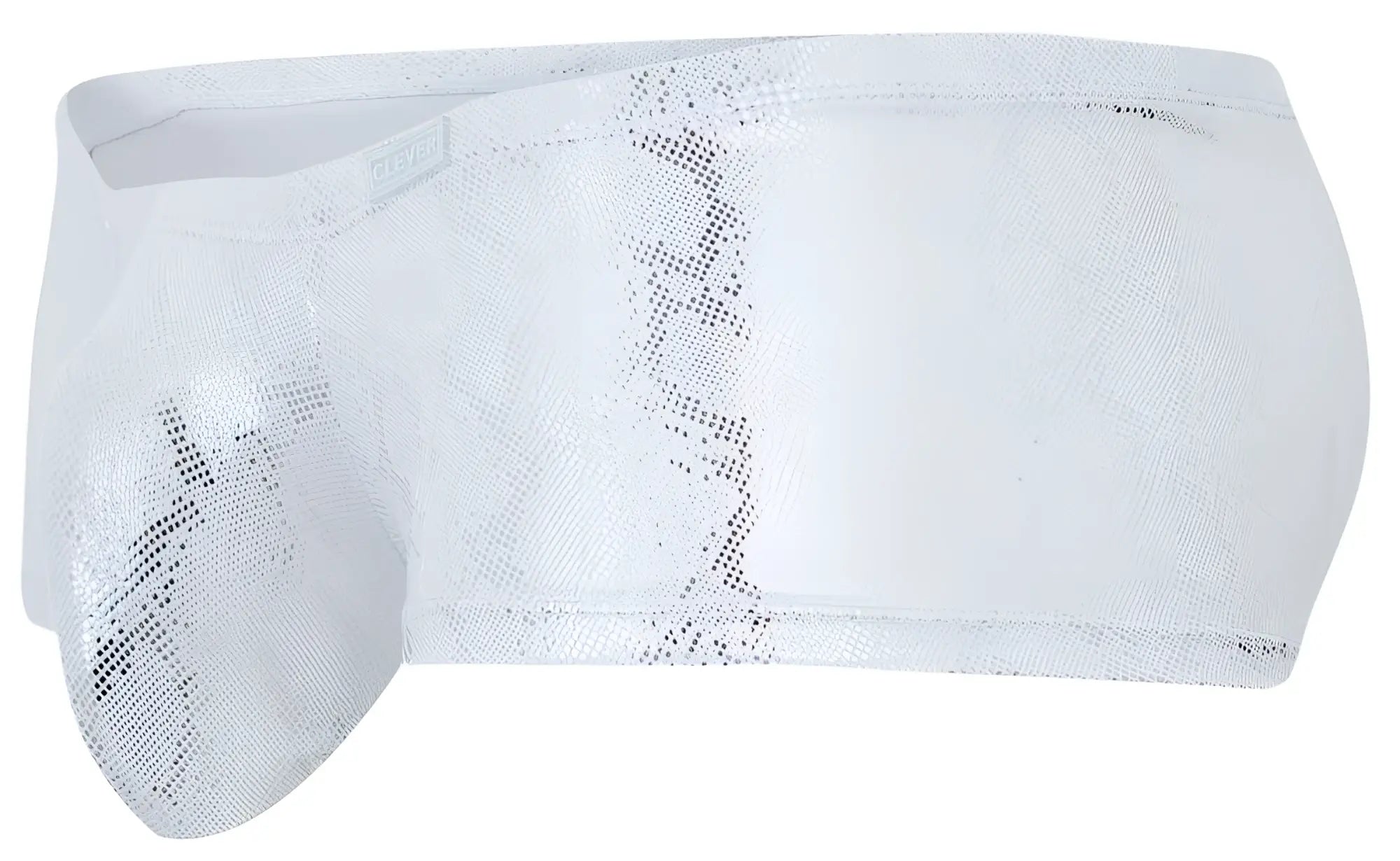 White metallic snake-skin patterned clever 2061 diamond trunks men’s briefs with sleek shiny silver finish