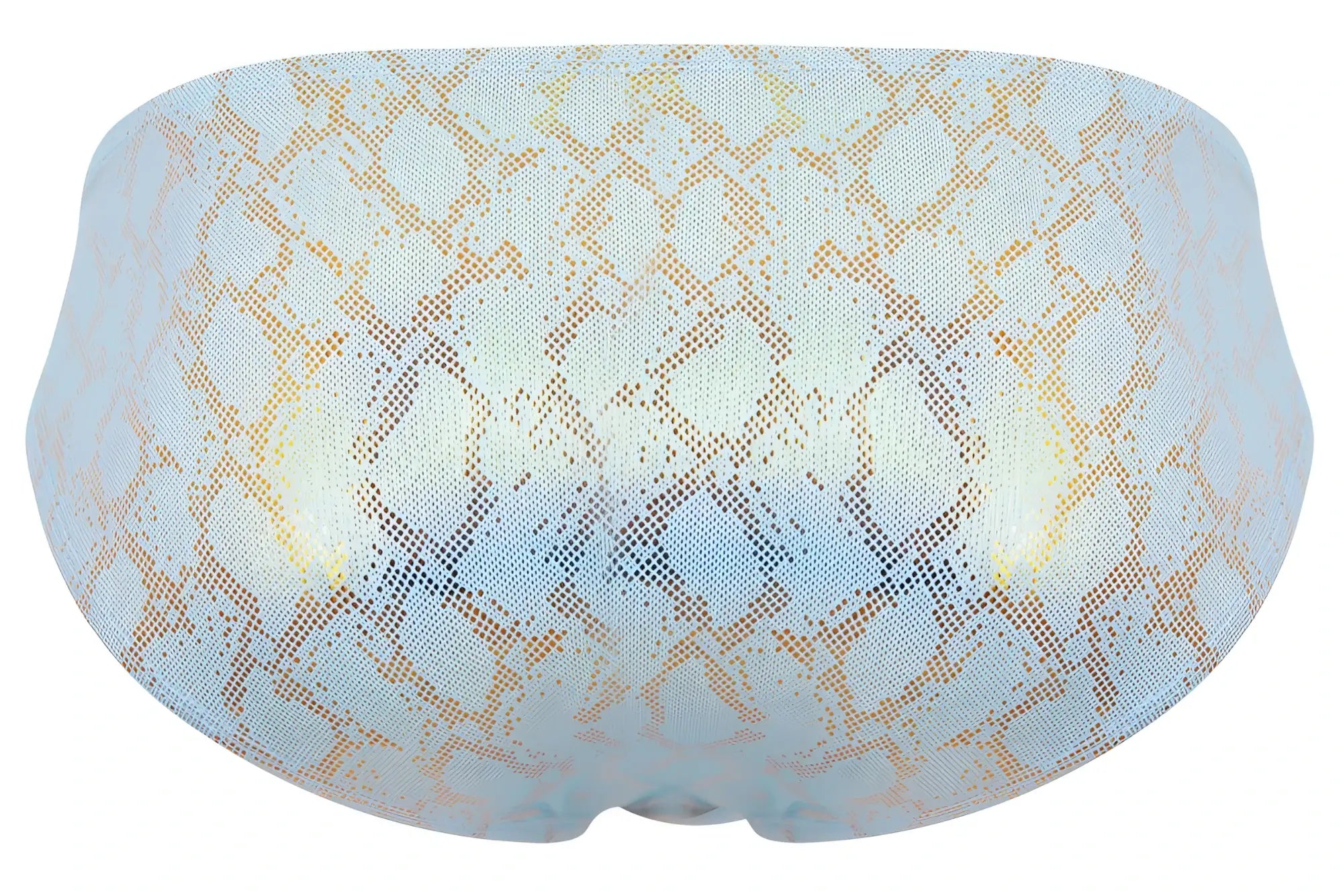 Clever 2062 diamond briefs in light blue and gold snakeskin-patterned mesh swim trunks for men