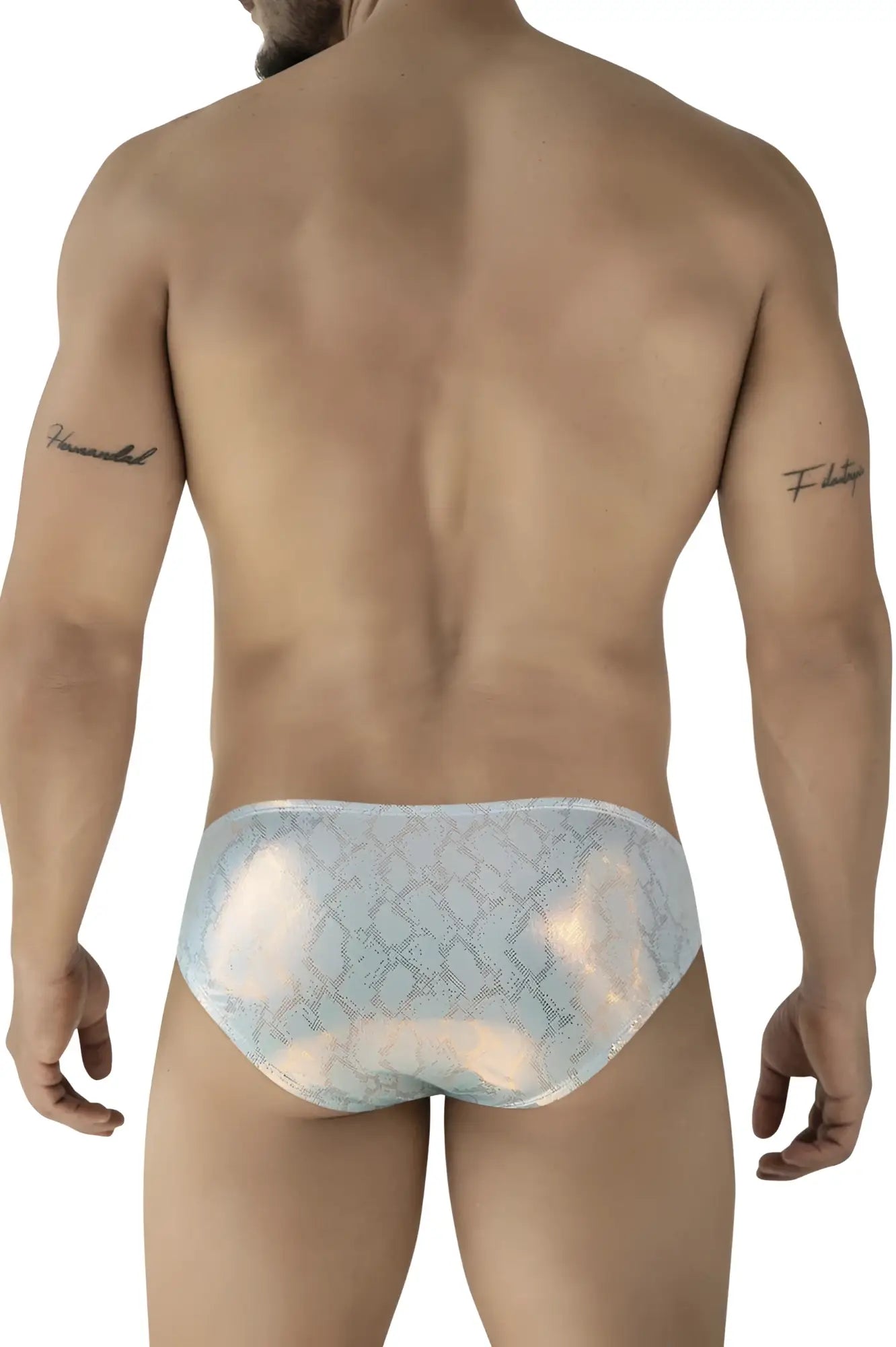 Light blue iridescent lace briefs with subtle geometric pattern from clever 2062 diamond briefs collection