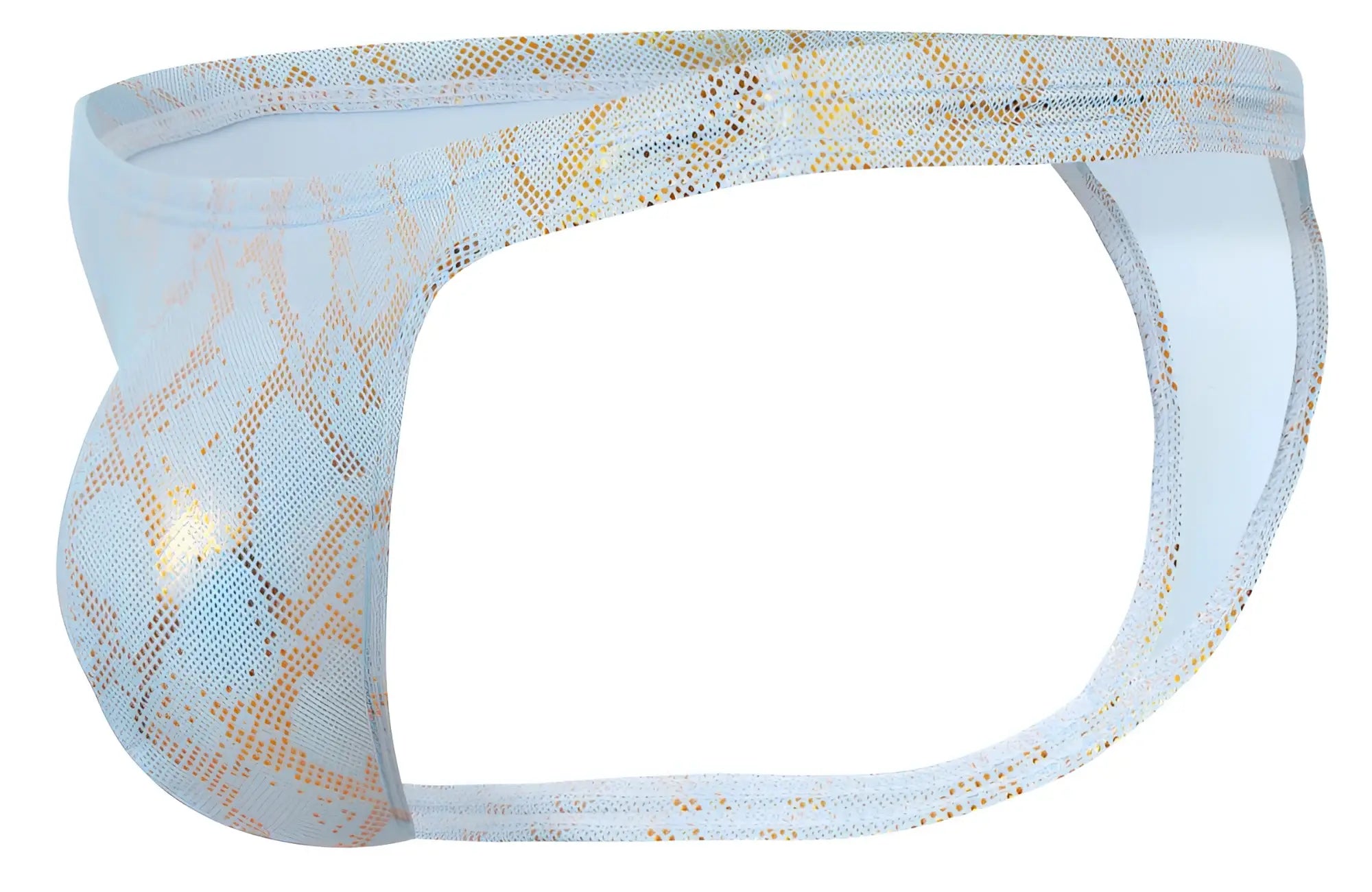 Light blue and gold snake-print mesh briefs clever 2063 diamond thongs color blue front view