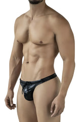 Black shiny latex briefs with drawstring waistband from clever 2071 gorgona swim thongs collection