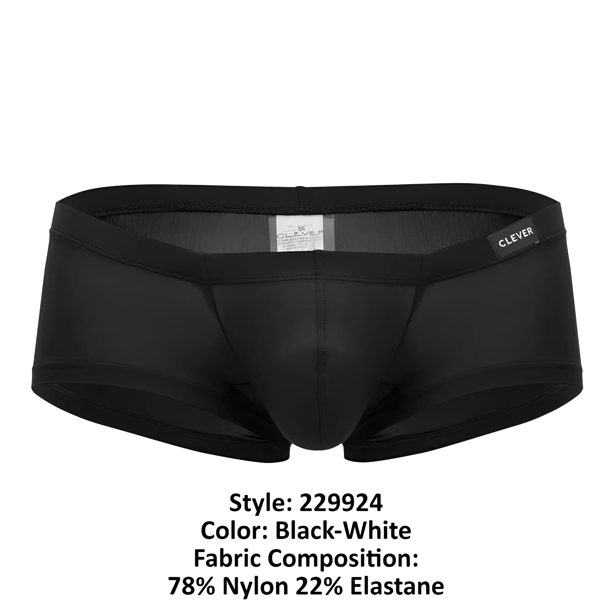 Black men’s briefs clever 229924 2pk australian trunks with sleek form-fitting design and white waistband trim