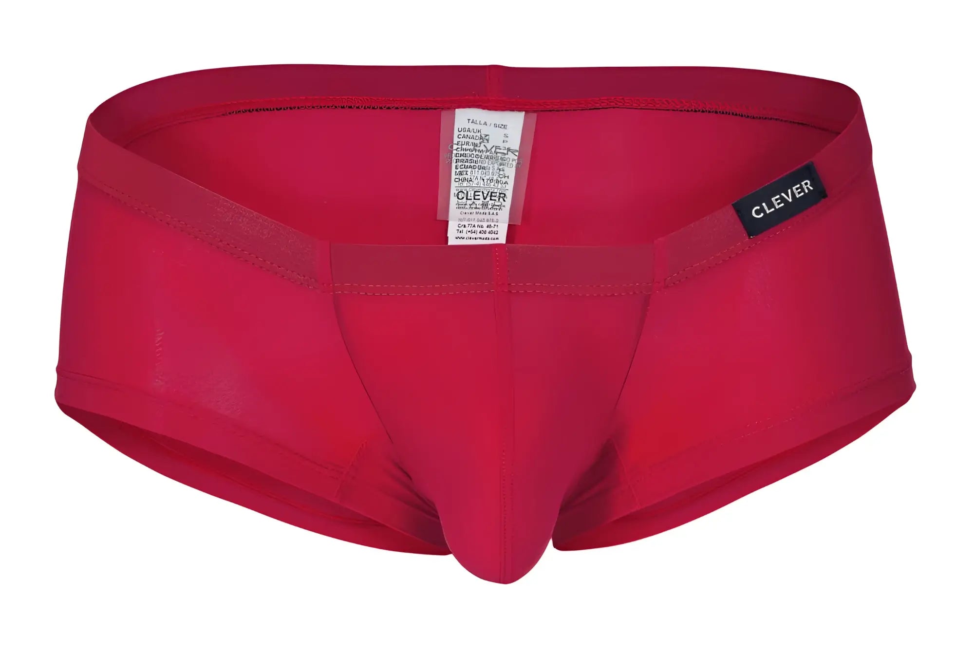 Red clever brand men’s briefs with smooth form-fitting fabric and elastic waistband from clever 229929 3pk trunks