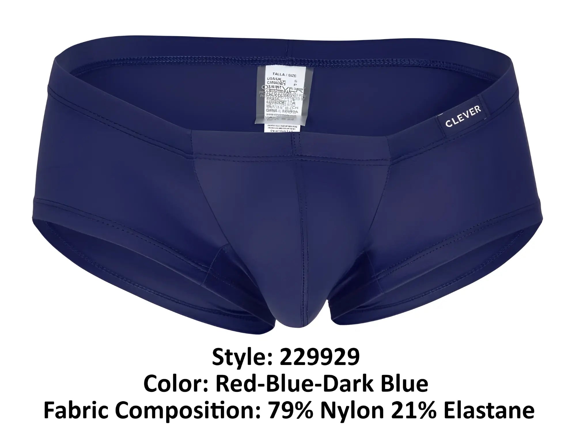 Dark blue men’s briefs by clever with a tailored fit made from smooth nylon and elastane blend