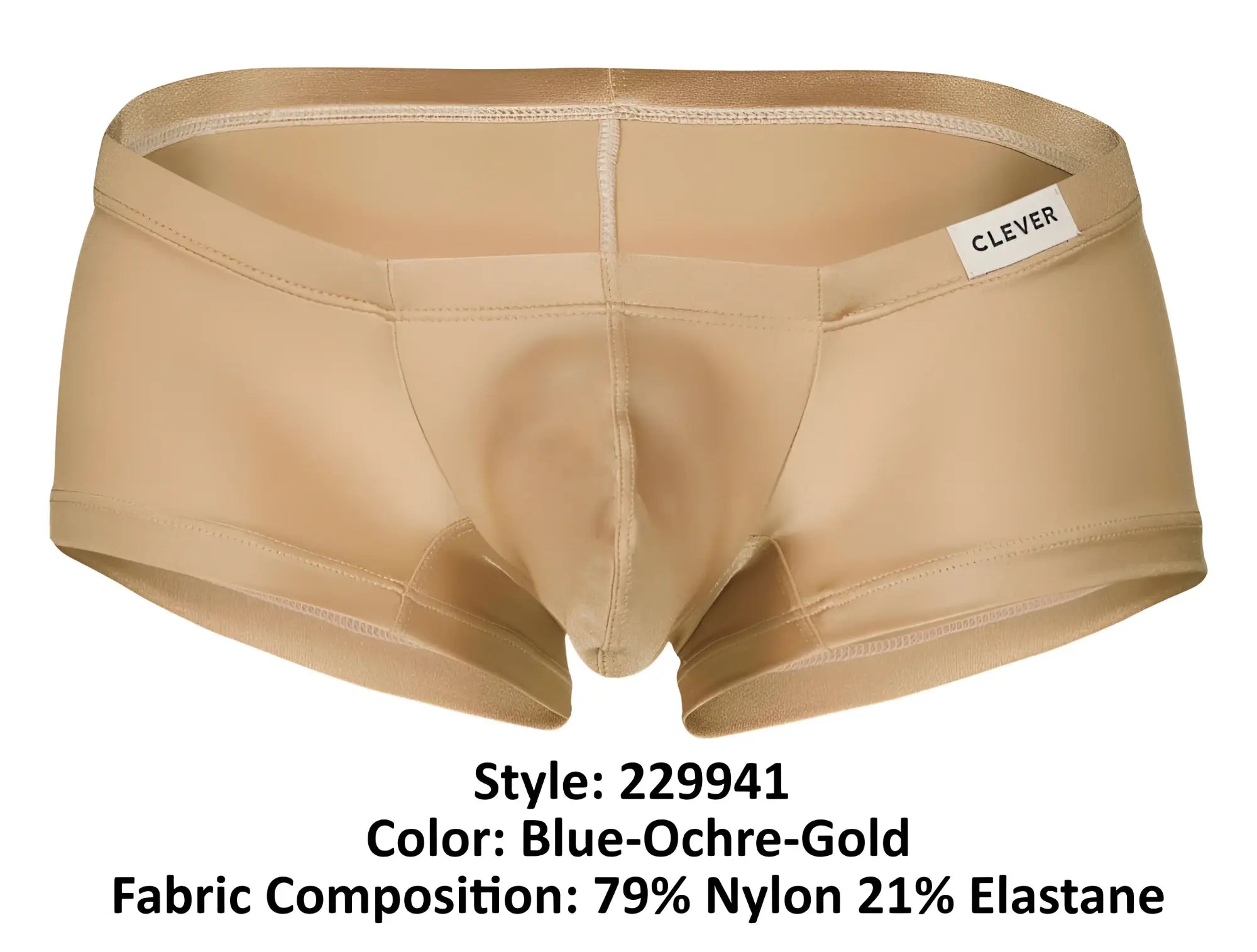 Beige men’s briefs from clever 229941 3pk australian latin trunks made of smooth stretchy nylon elastane blend