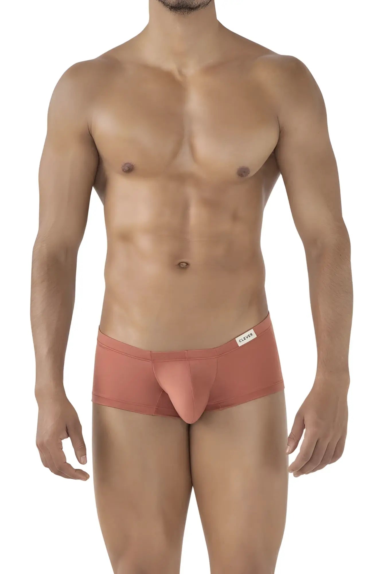 Cotton men’s rust-colored clever 229941 briefs with supportive pouch and branded label in blue ochre gold trunks pack