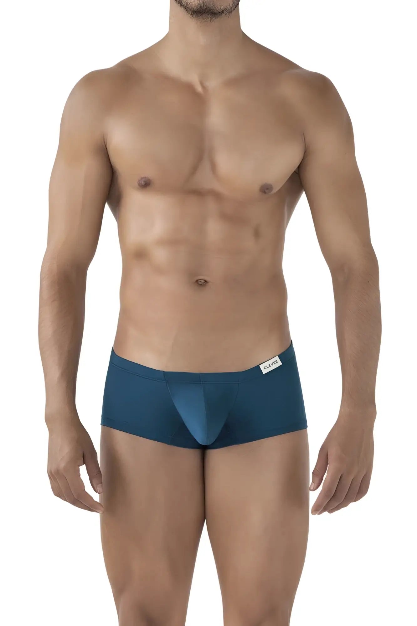 Men’s teal clever 229941 australian latin trunks briefs with sleek fit and white brand tag on waistband