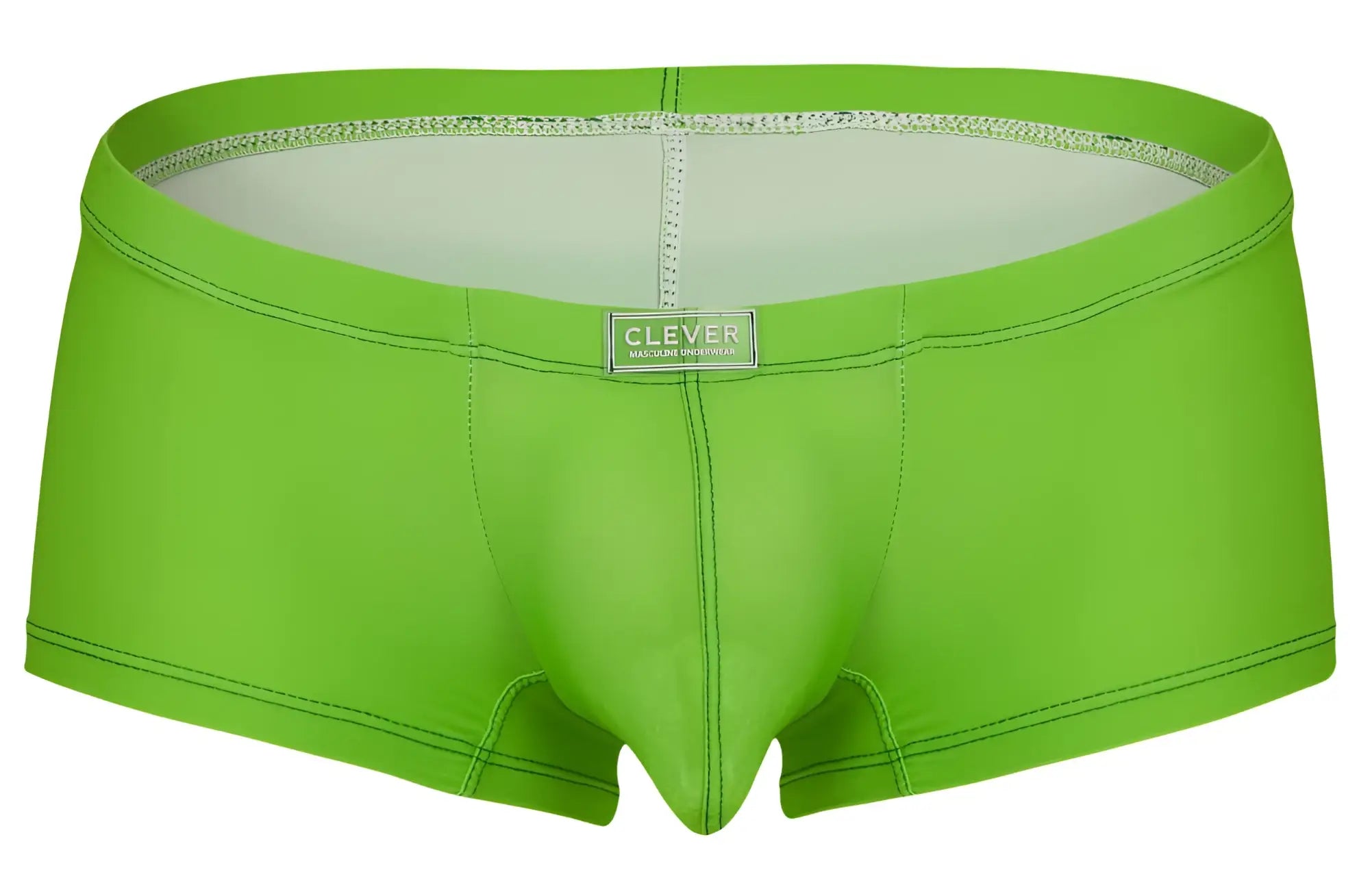 Bright lime green clever men’s briefs with smooth form-fitting fabric and black stitching from clever 229946 7pk trunks color multi-colored