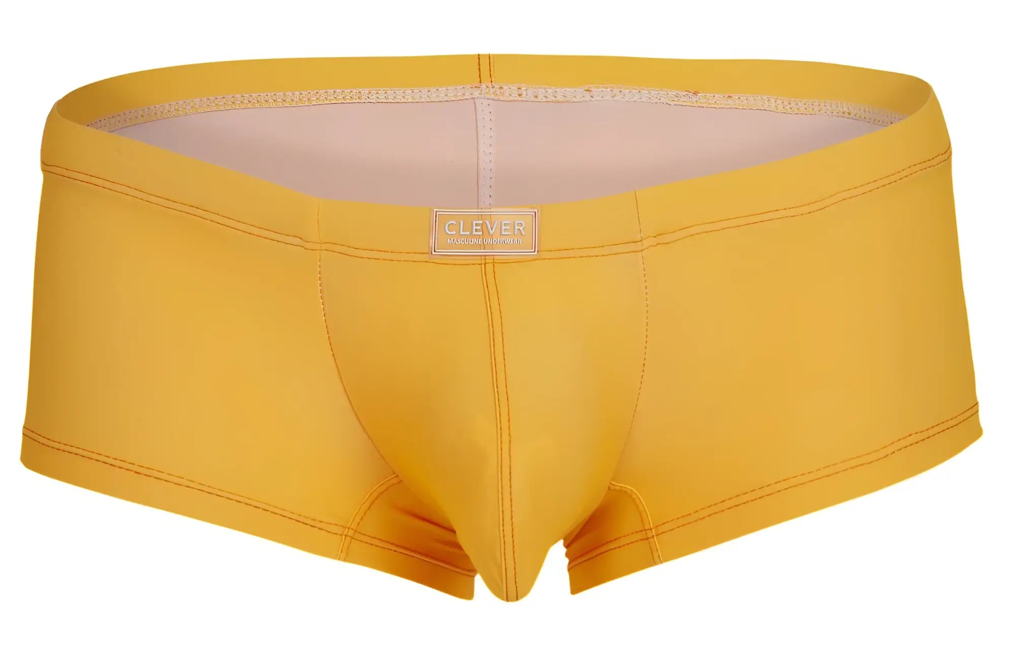 Bright yellow clever 229946 7pk men’s briefs with sleek form-fitting design and subtle clever label on waistband