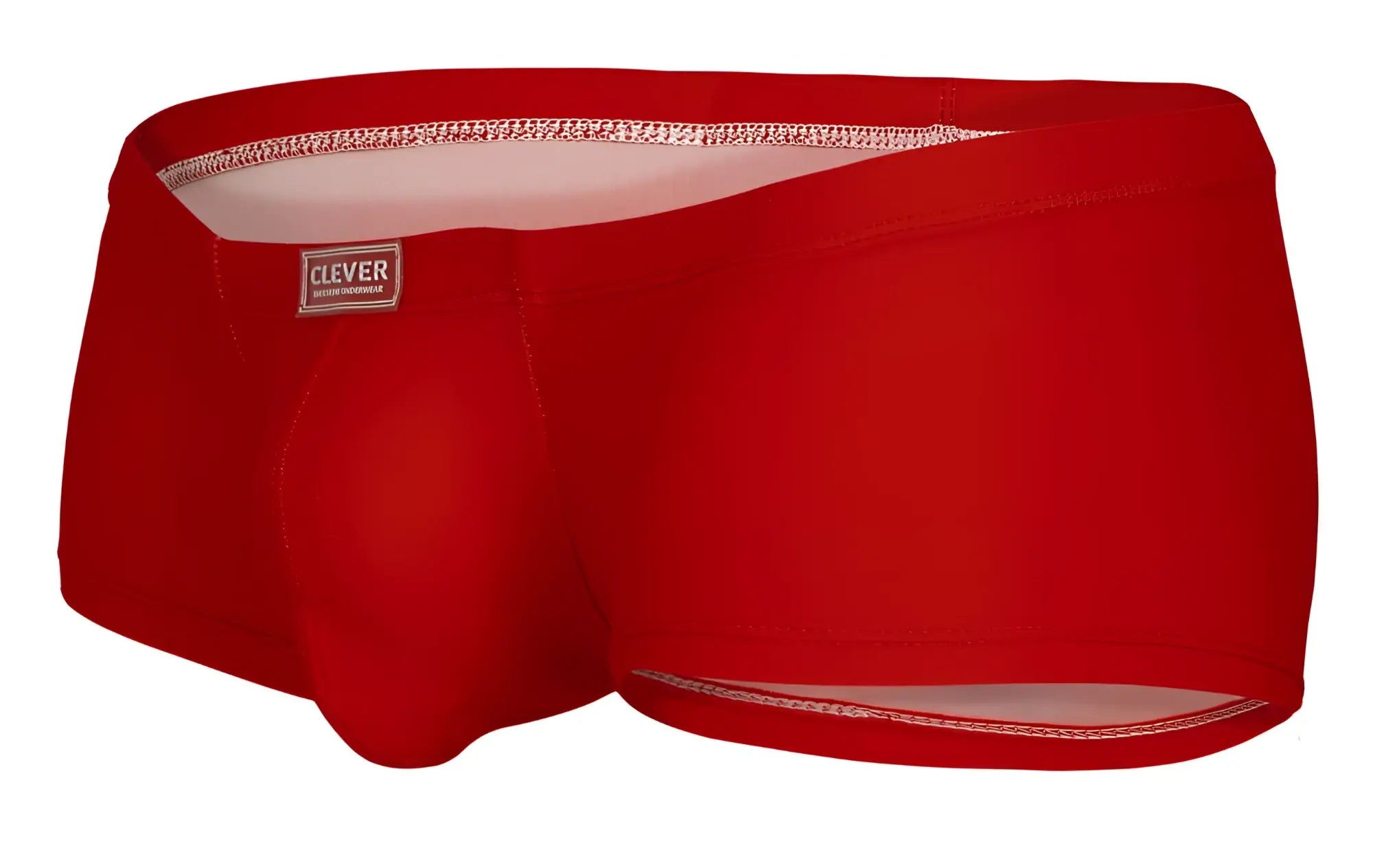 Red men’s underwear clever 229946 7pk trunks with supportive pouch design and white stitching along edges