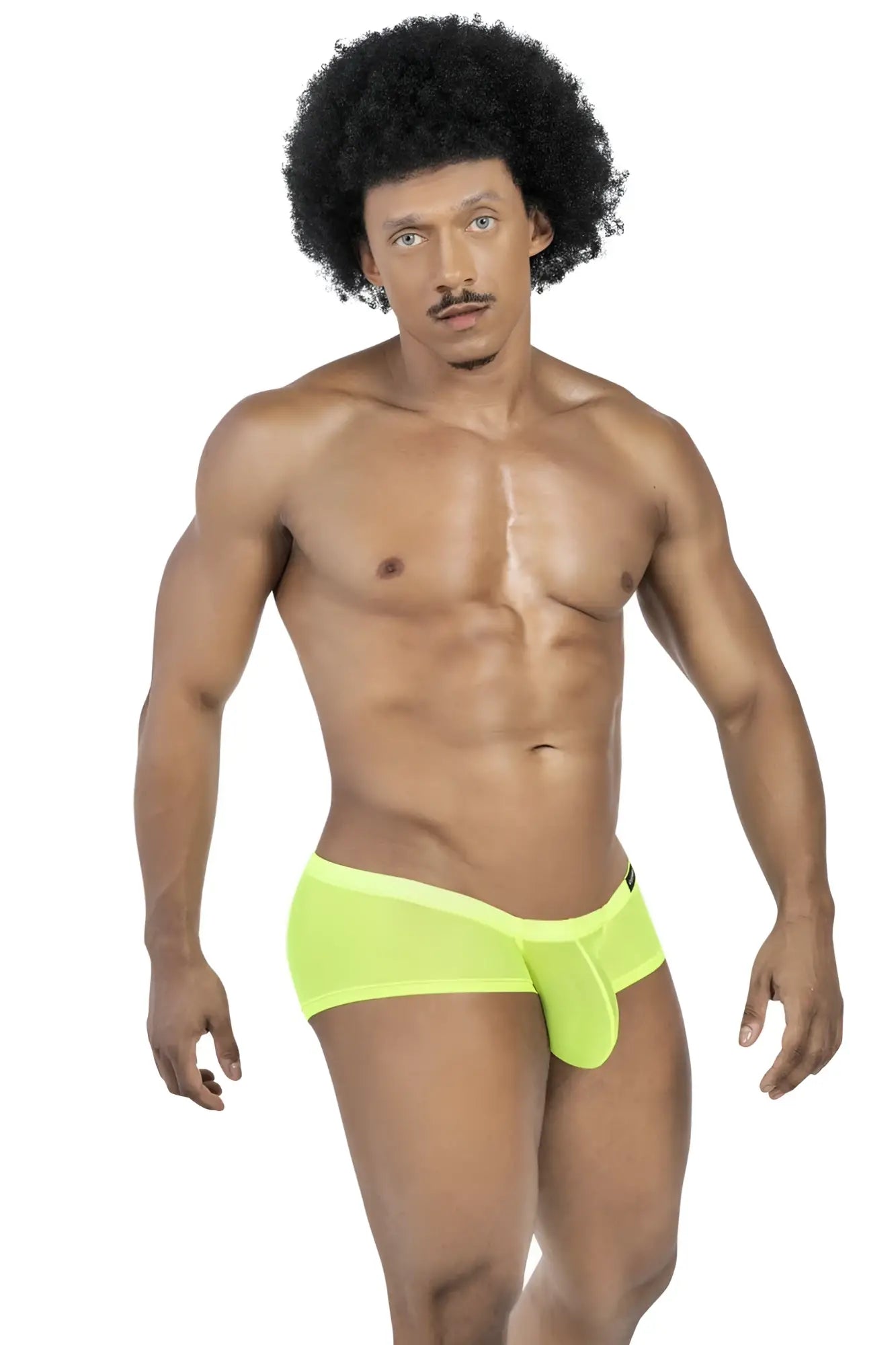 Bright neon green sheer mesh briefs with supportive design from clever 229948 3pk australian latin trunks collection