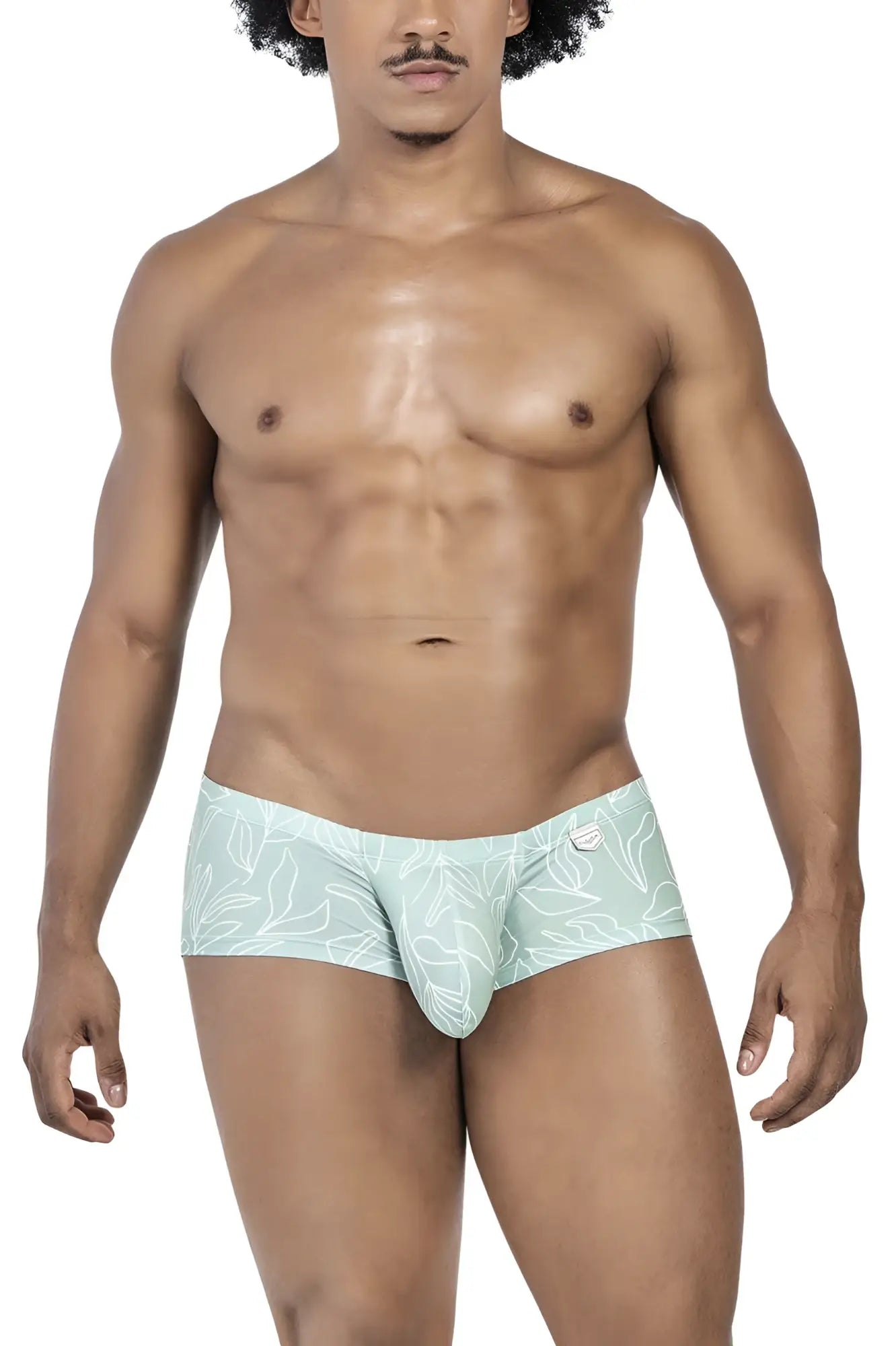 Light green Clever 229951 men’s briefs with white leaf pattern from Australian Latin trunks 3pk in blue white green colors