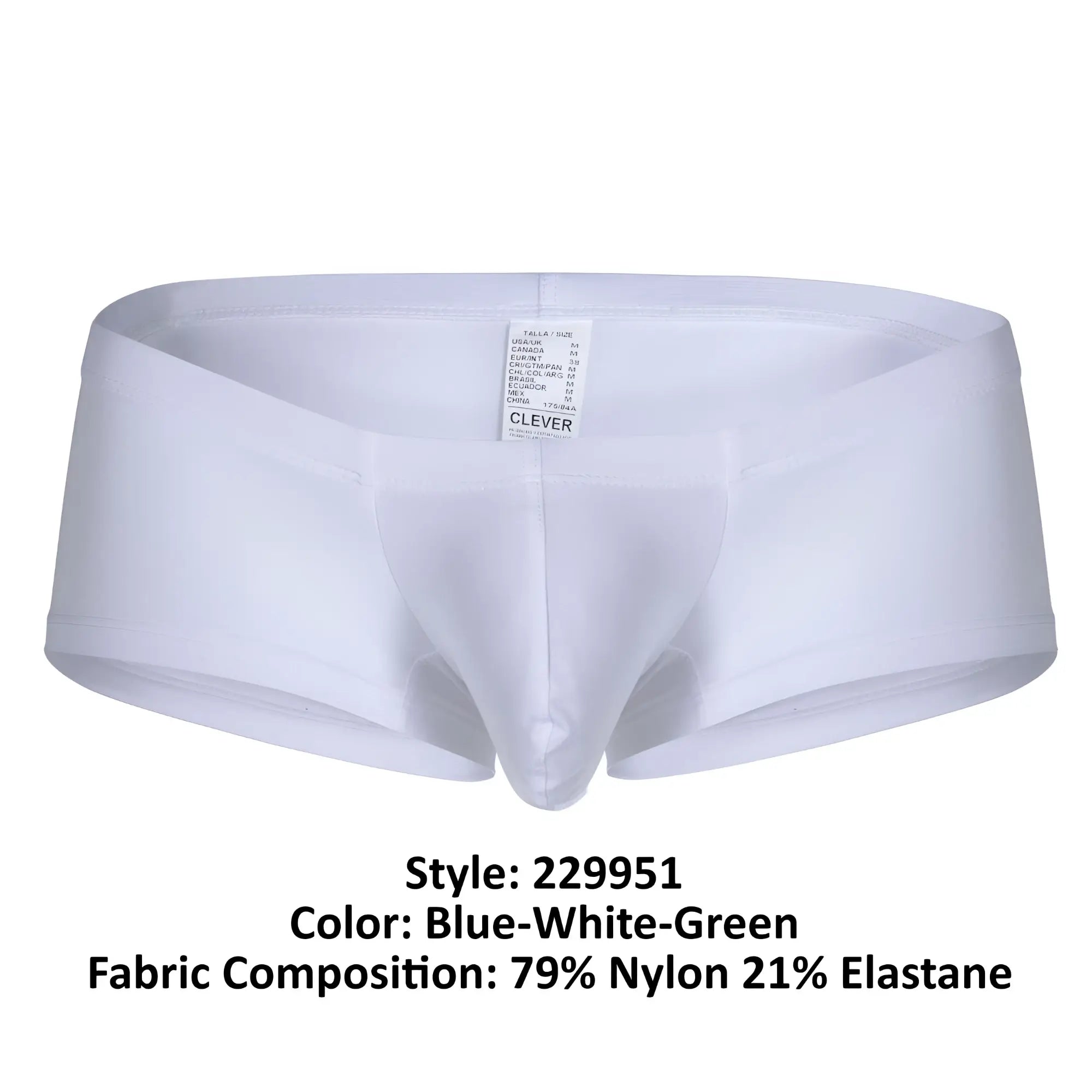 White men’s briefs clever 229951 3pk australian latin trunks blue white green made of 79 nylon and 21 elastane