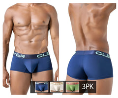 Blue men’s boxer briefs with a light green clever waistband from clever 229953 3pk australian latin trunks set