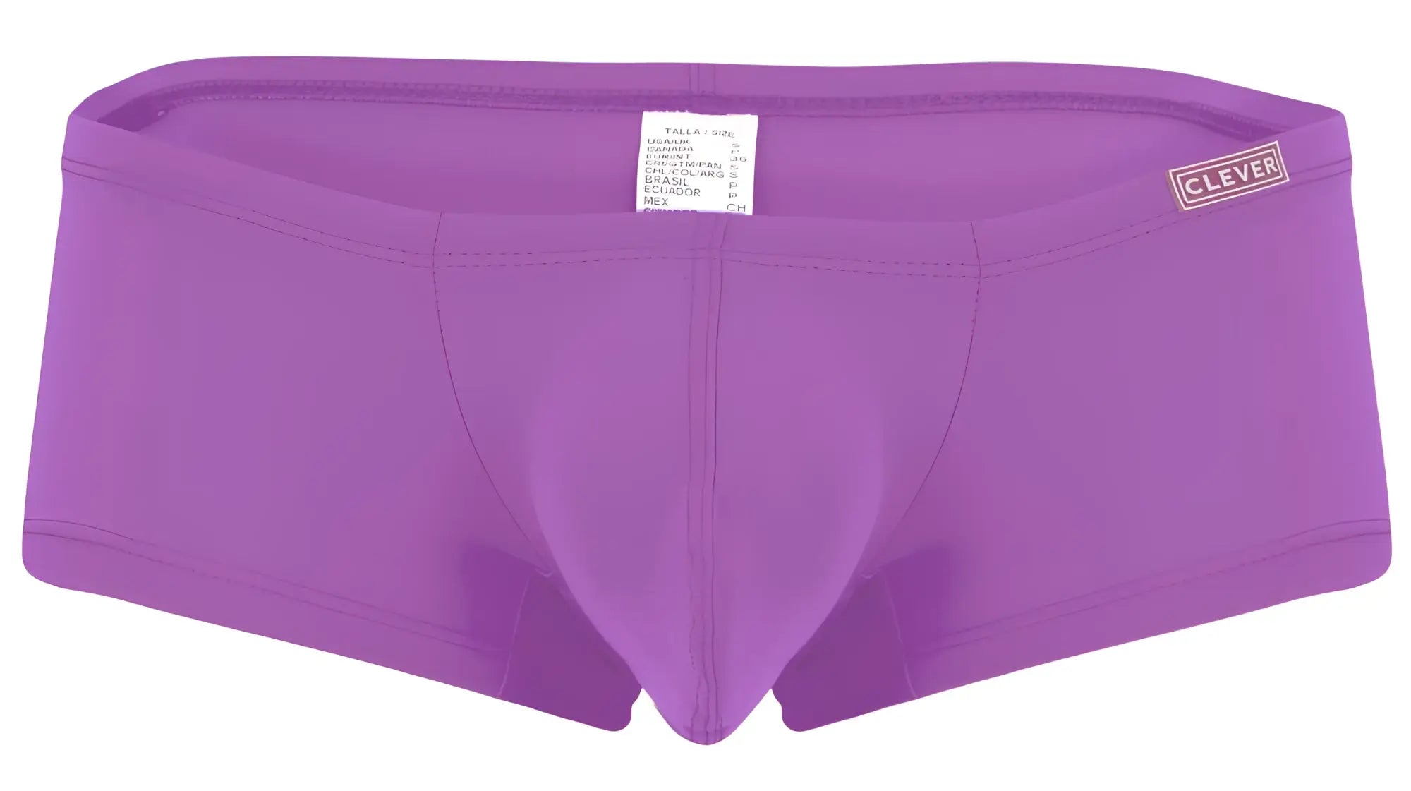 Purple men’s briefs with clever brand label on waistband from clever 229956 12pk australian latin trunks multi-colored set