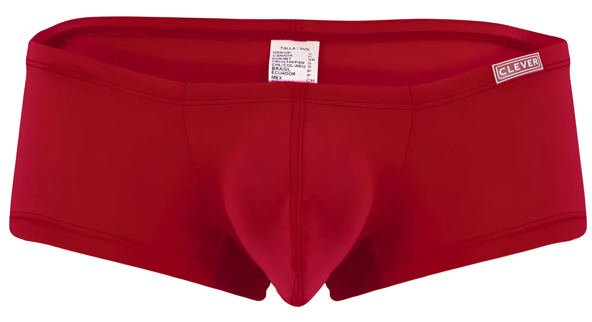 Red men’s briefs with clever brand label on waistband from clever 229956 12pk australian latin trunks multi-colored pack
