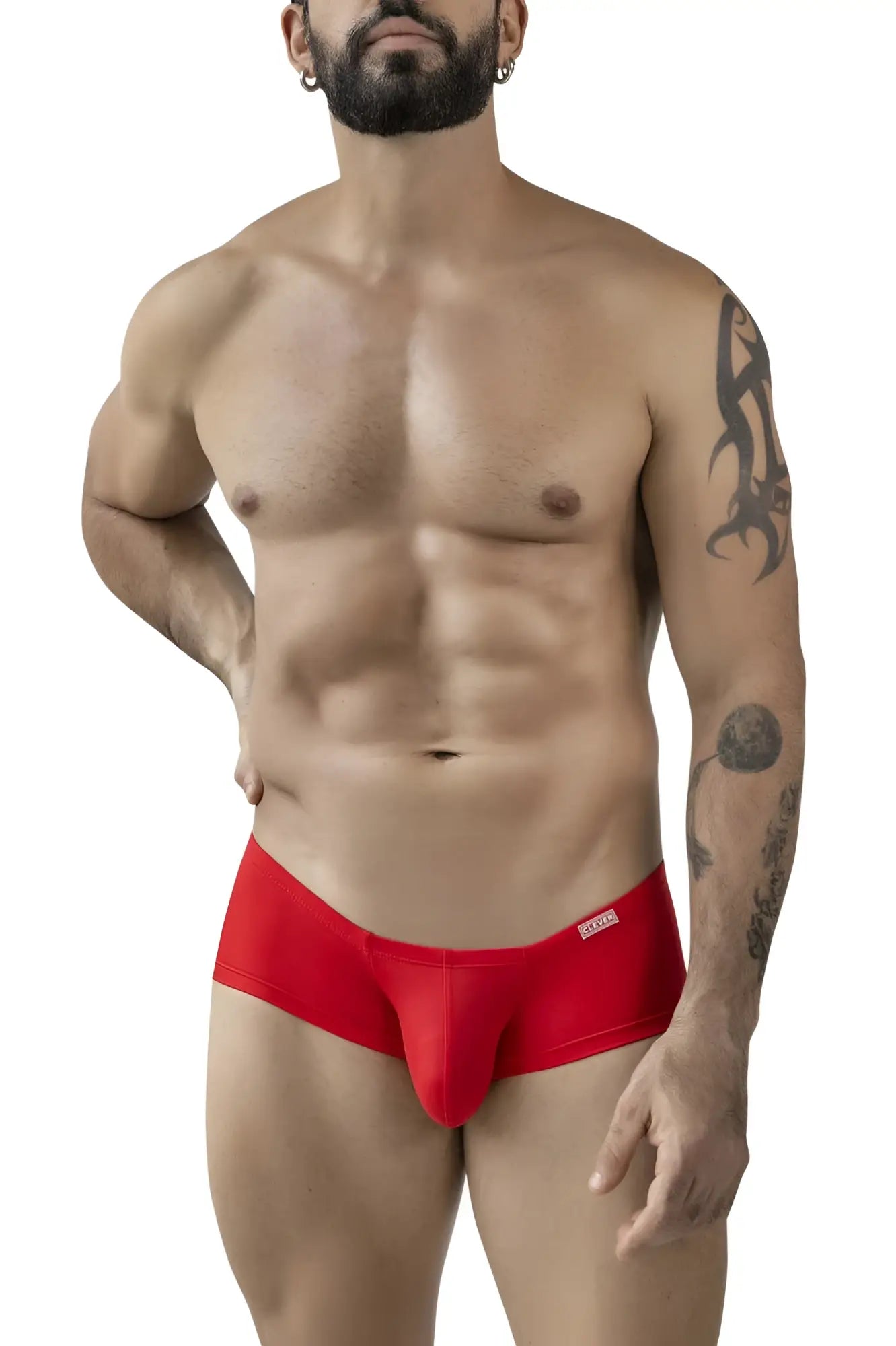 Red clever 229956 men’s briefs with a snug fit and small logo on the waistband in multicolored australian latin trunks pack