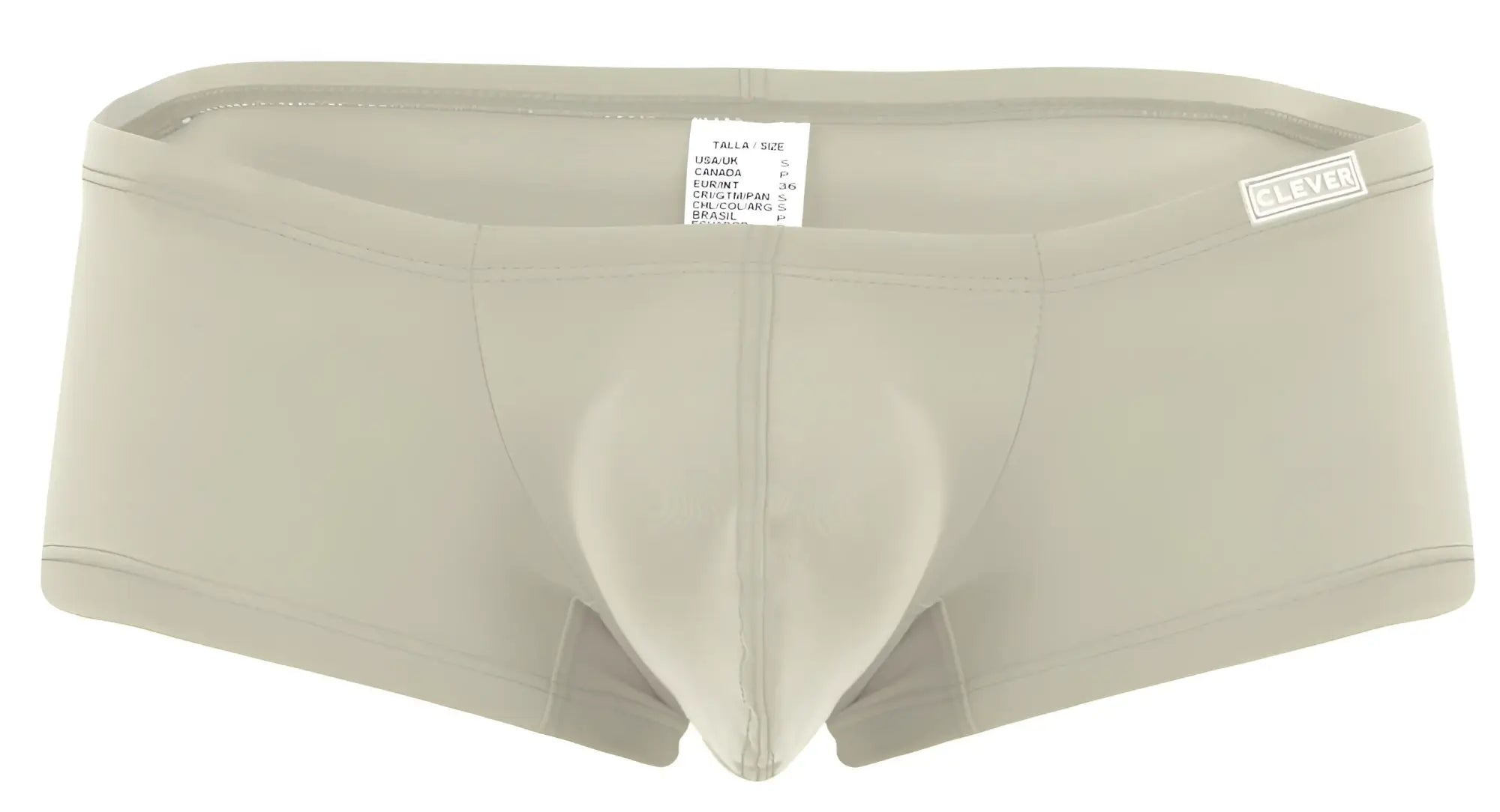 Beige cleved men’s briefs with smooth form-fitting design and reinforced seams from clever 229957 12pk australian latin trunks multi-colored pack