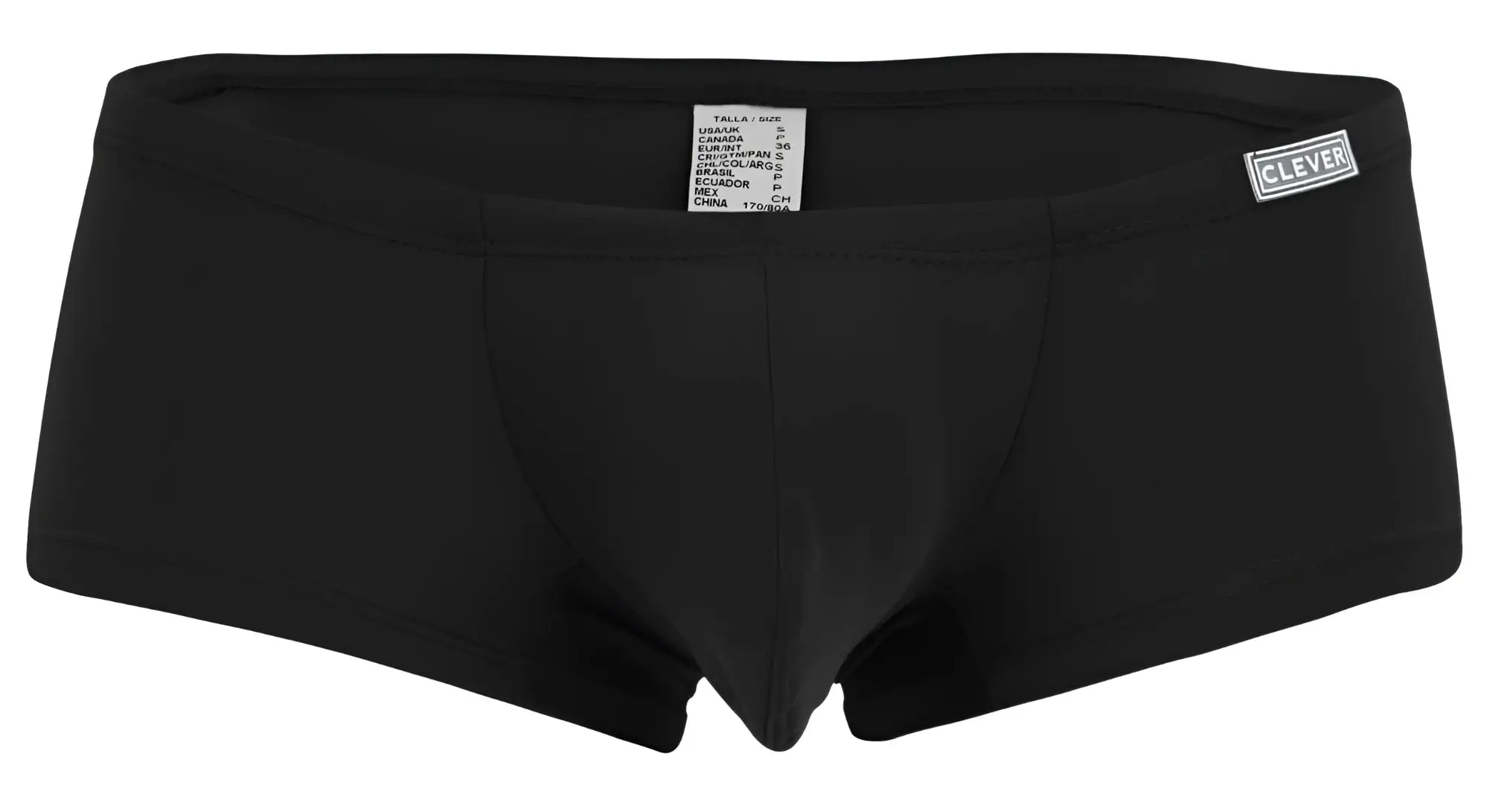 Black clever brand men’s briefs with smooth form-fitting design in a multi-colored clever 229957 12pk australian latin trunks pack