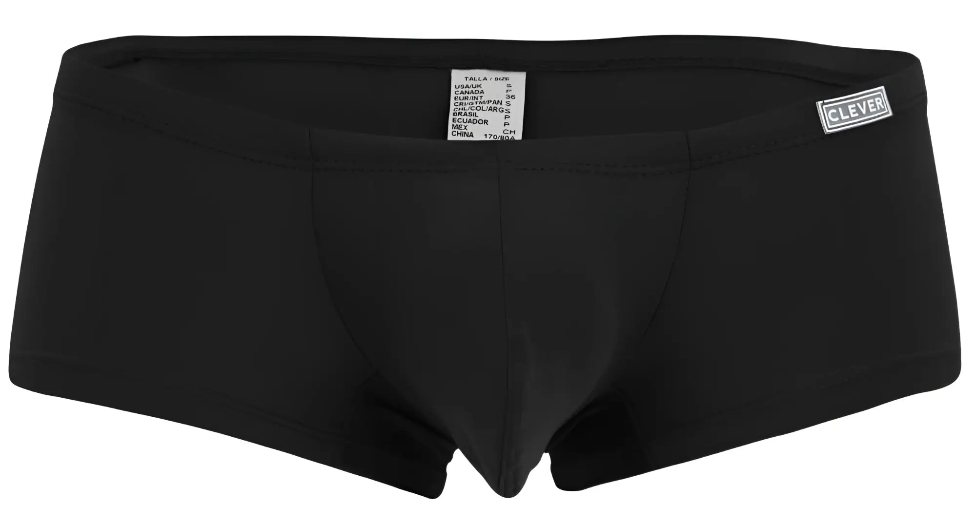 Black men’s briefs with clever brand waistband label in multi-colored australian latin trunks 12 pack set