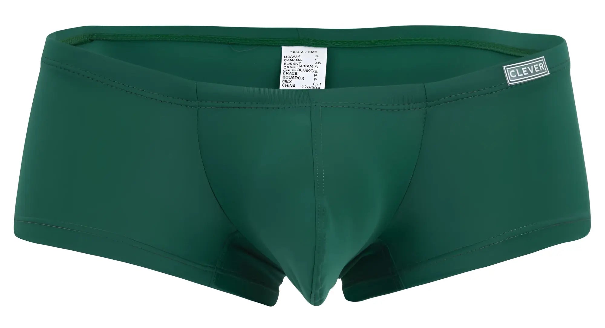 Dark green clever men’s briefs with subtle seam design and branded waistband from clever 229957 12pk trunks