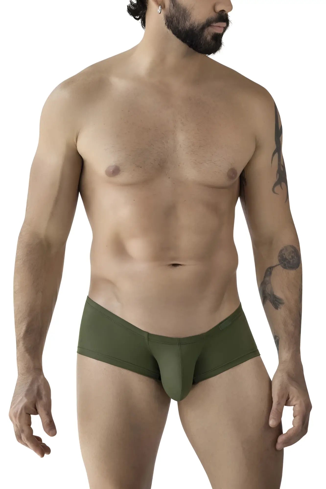 Olive green seamless briefs from clever 229957 12pk australian latin trunks color multi-colored pack front view
