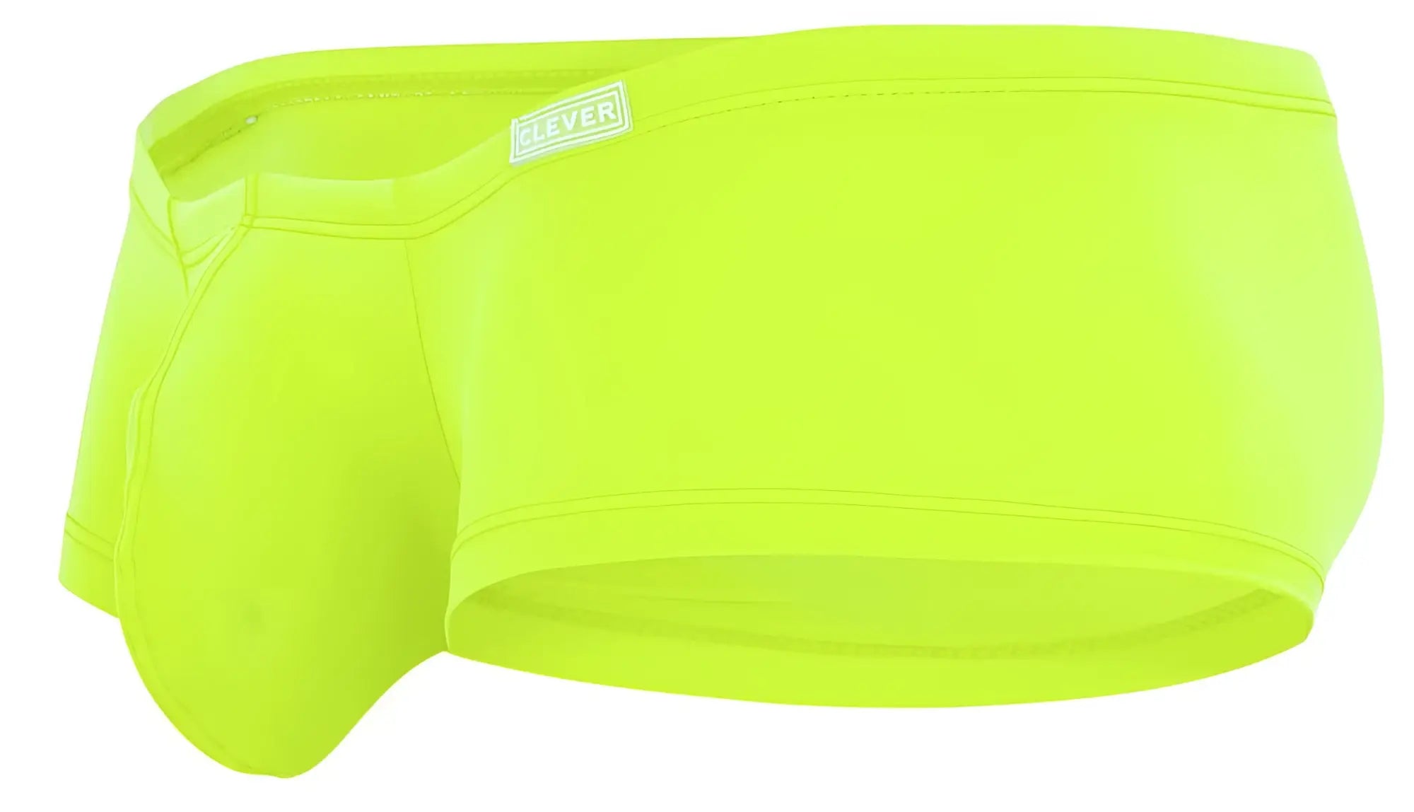 Bright neon green clever 229958 3pk australian latin trunks with sleek, form-fitting design and white brand tag on waistband
