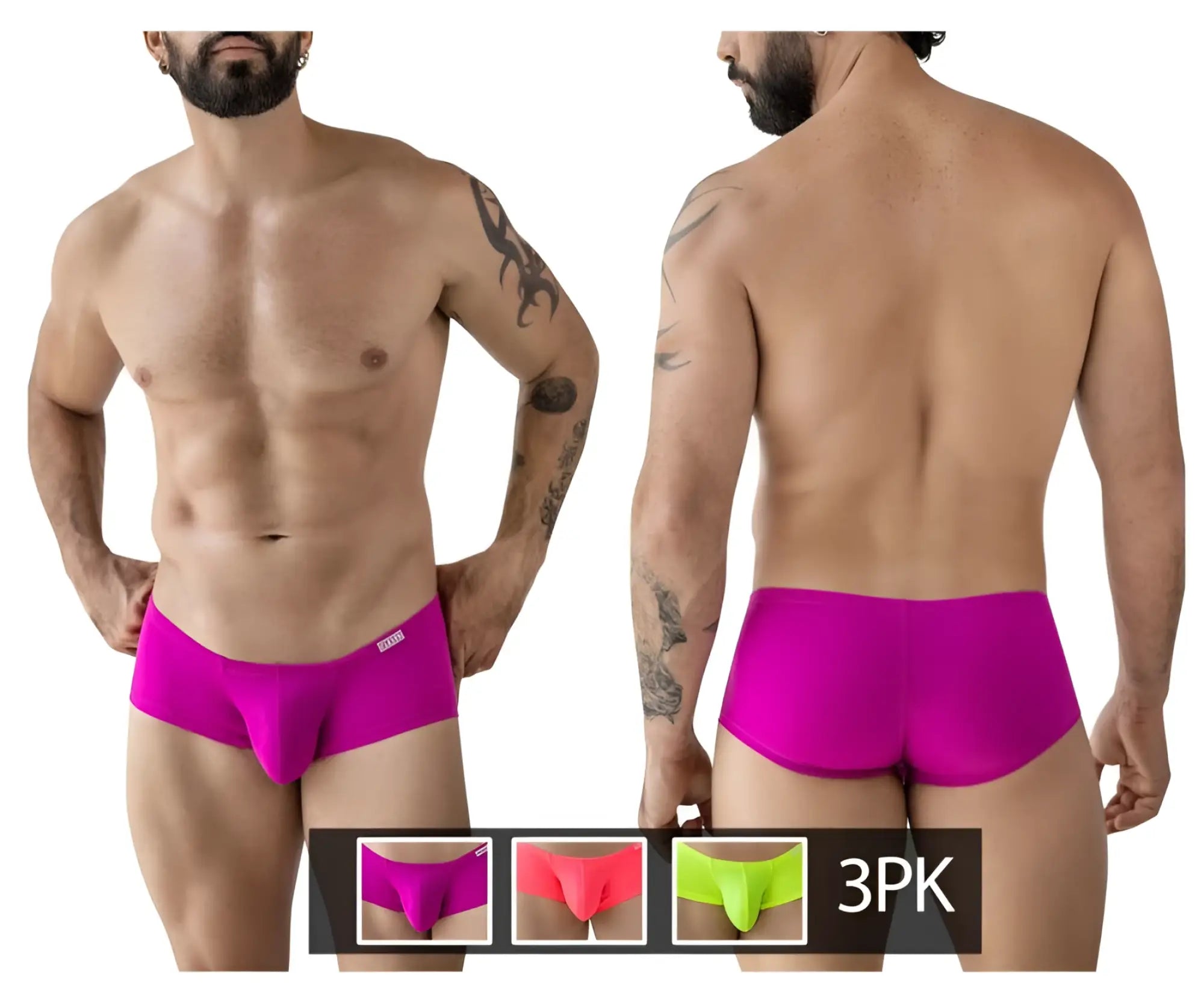 Vibrant fuchsia clever 229958 3pk australian latin trunks men’s briefs with snug fit and smooth fabric finish
